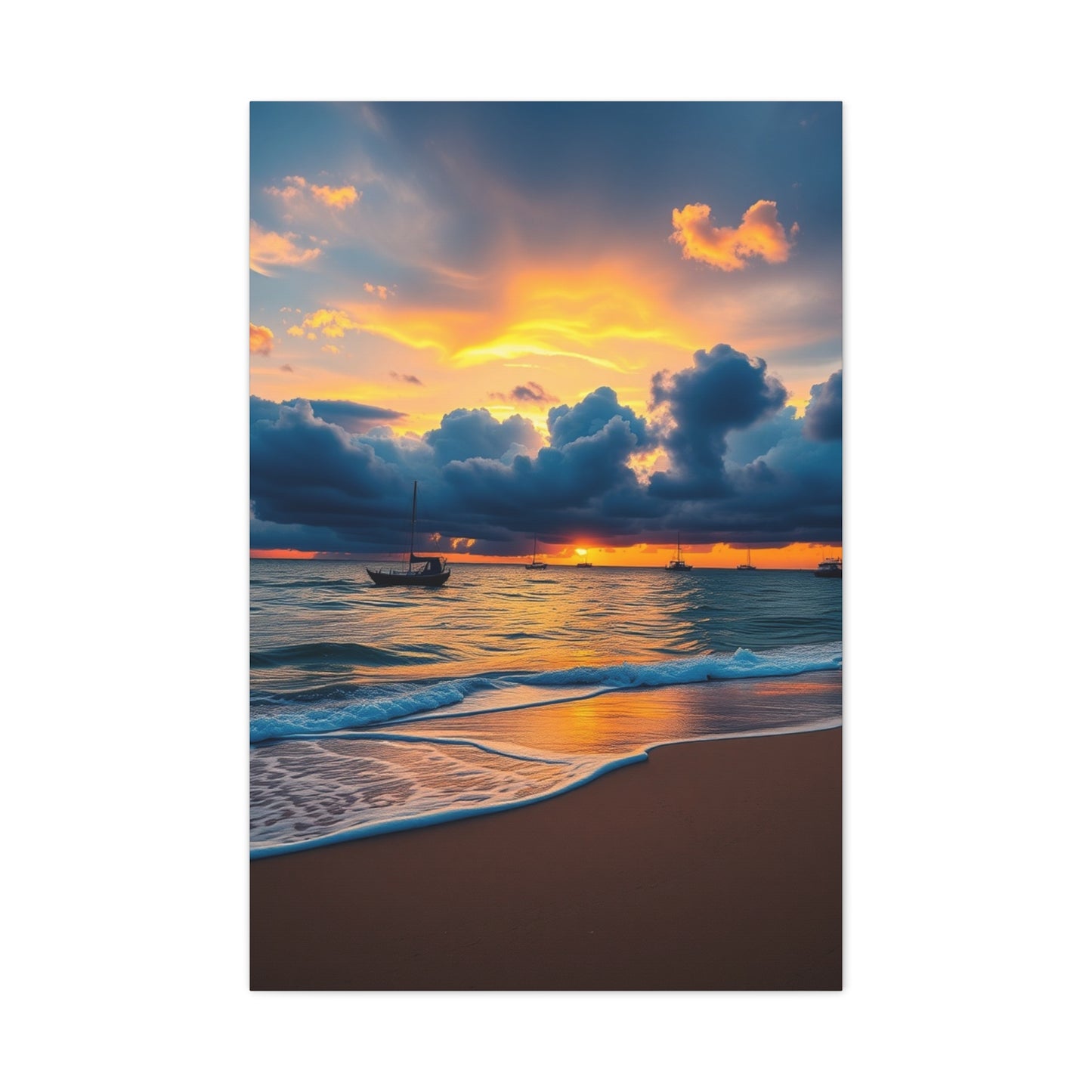 Supreme Beach Sunrise and Sunset Art Collection Wall Art & Canvas Print