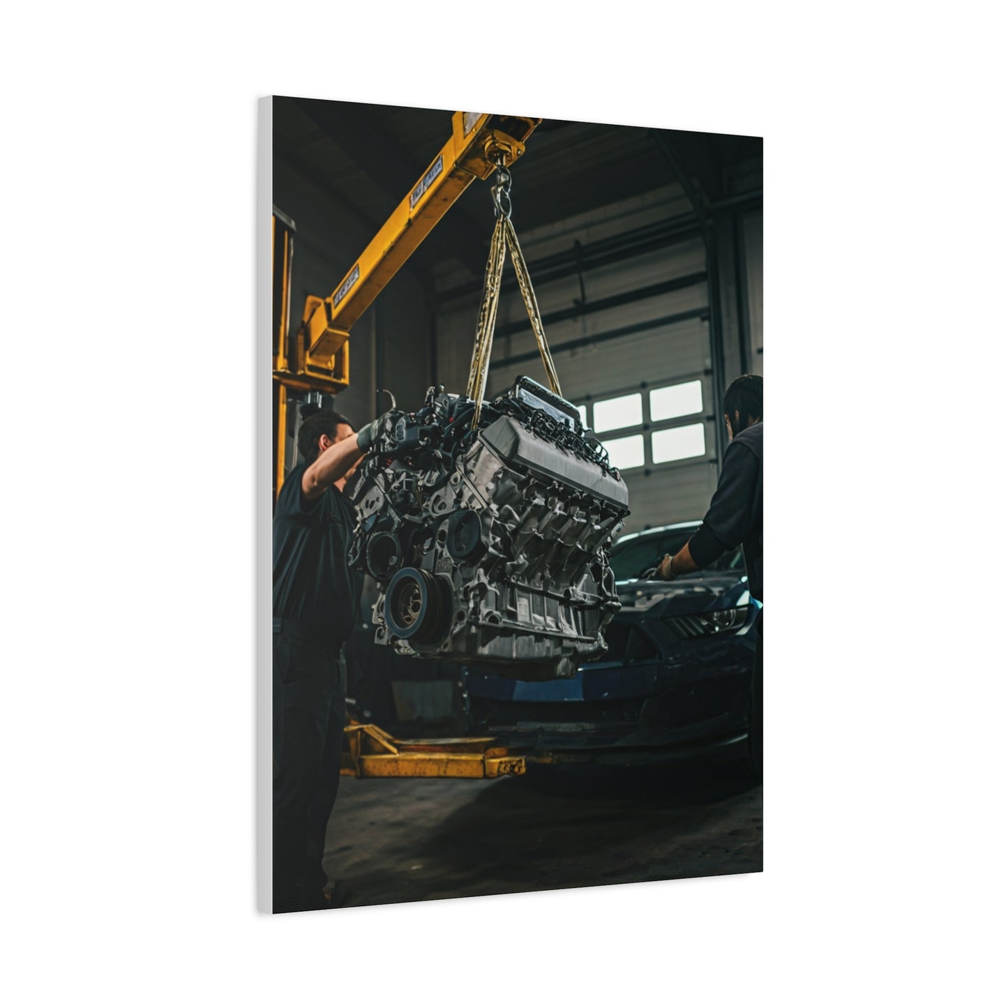 Ford Mustang Shelby GT350 Engine Installation Scene Wall Art & Canvas Prints