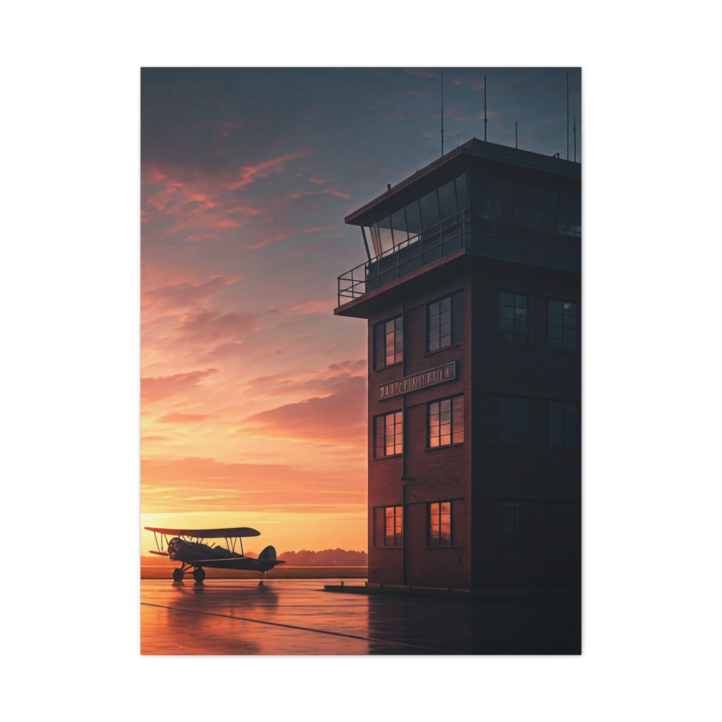 Sunset Airfield Tower Escape Wall Art & Canvas Prints