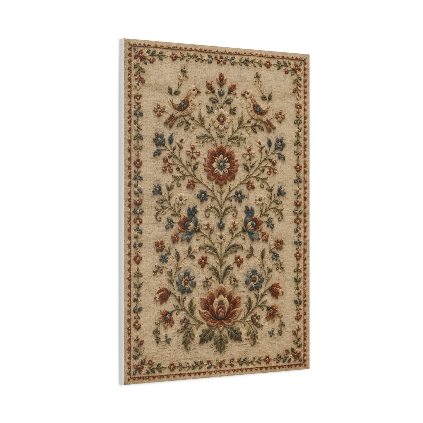 Antique Floral Embroidery Garden Panel Wall Art & Canvas Print