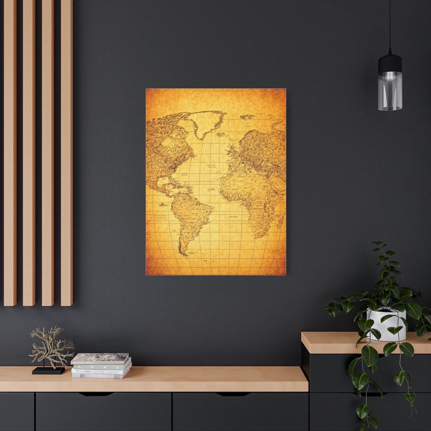 Vintage World Scroll Map Wall Art & Canvas Prints