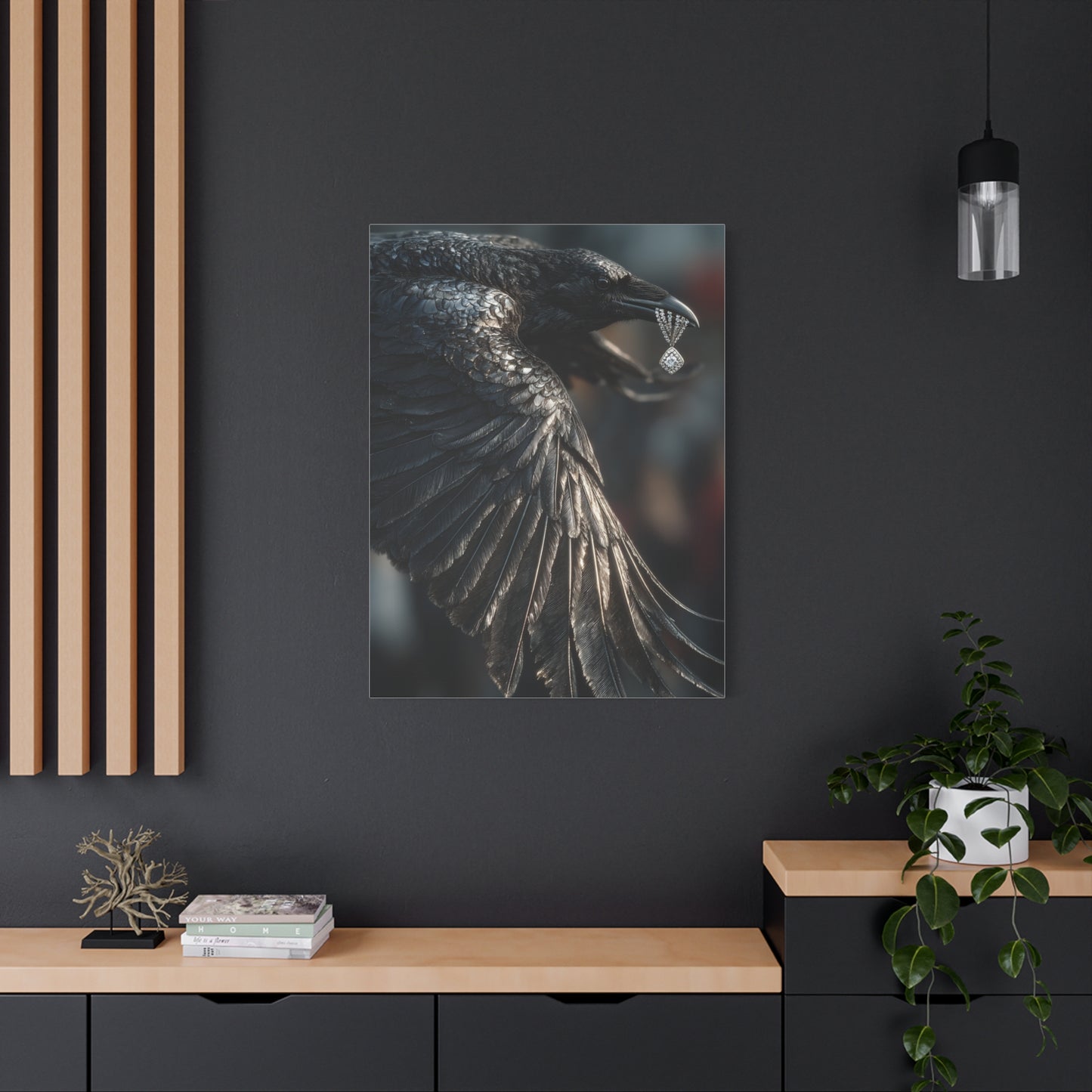 Crow Stealing Diamond Earring Wall Art & Canvas Print