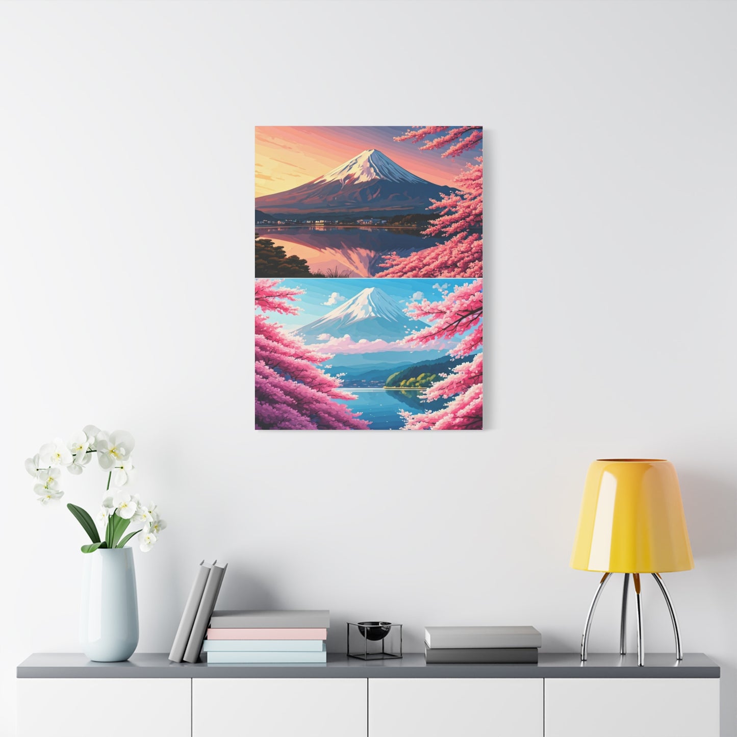 Mount Fuji Sakura Reflection Landscape Wall Art & Canvas Prints