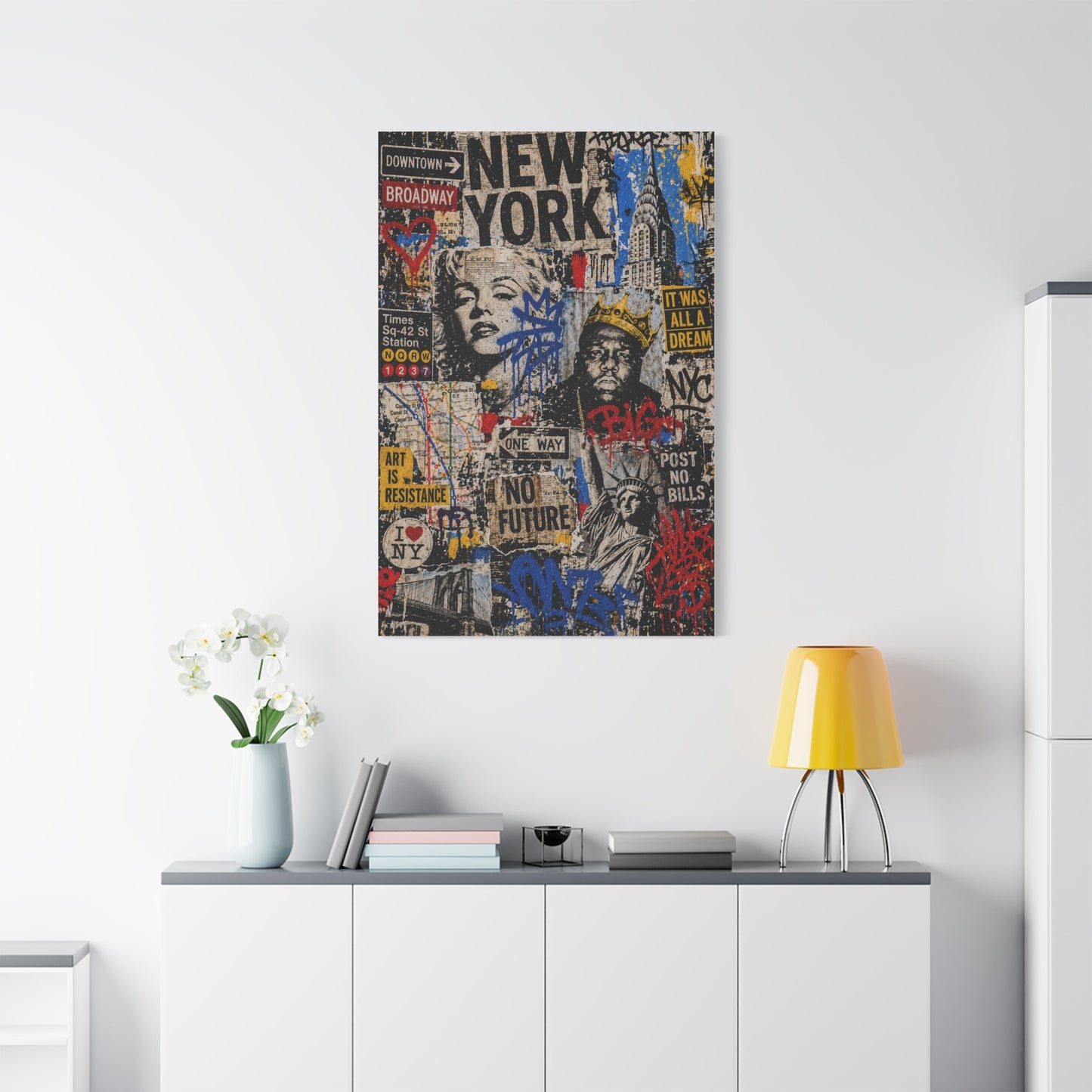 NYC Pop Graffiti Collage Statement Wall Art & Canvas Print