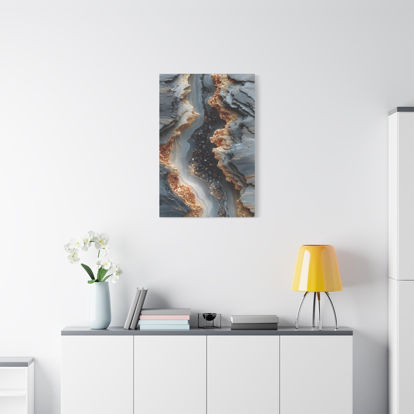 Silver Geode Mineral Abstract Wall Art & Canvas Print