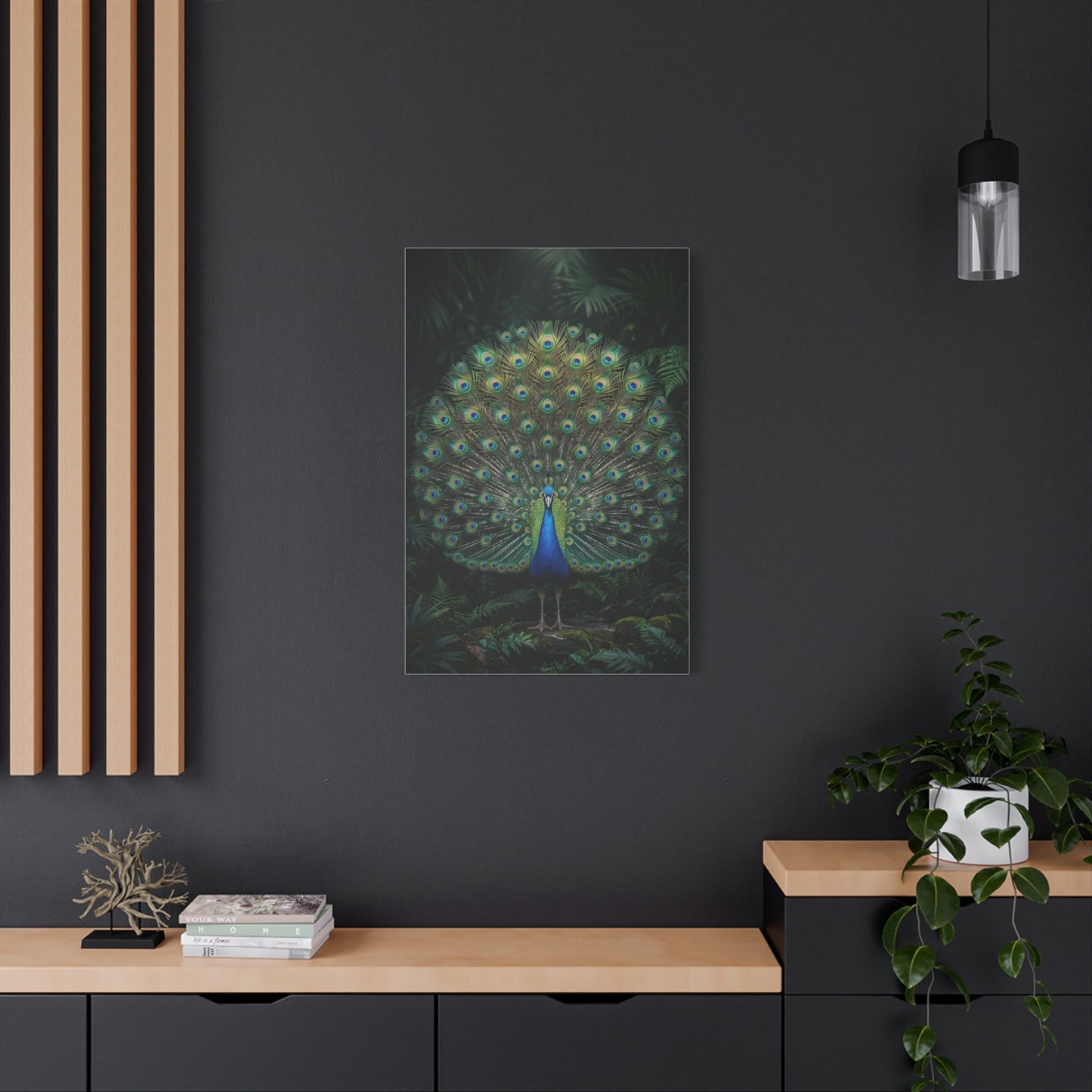 Jungle Royal Peacock Halo Wall Art & Canvas Print