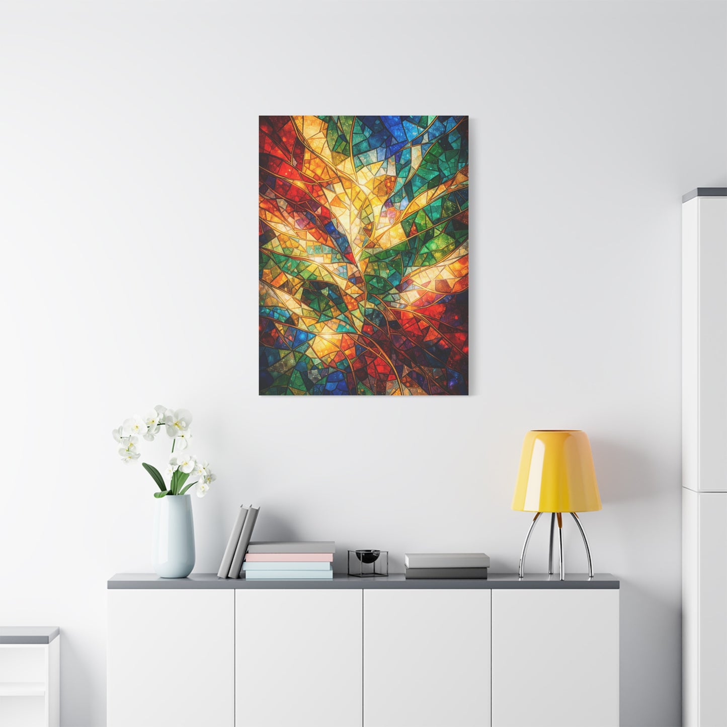 Colorful Stained-Glass Mosaic Abstraction Wall Art & Canvas Print