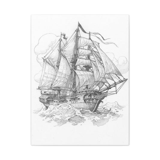 Sailing Ship Drawing Wall Art & Canvas Prints