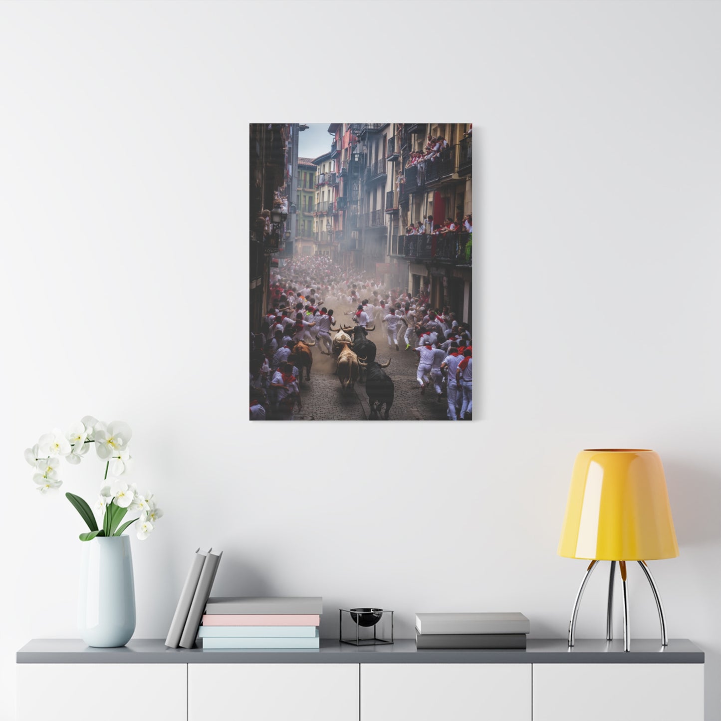 Pamplona Festival Bull Run Wall Art & Canvas Print