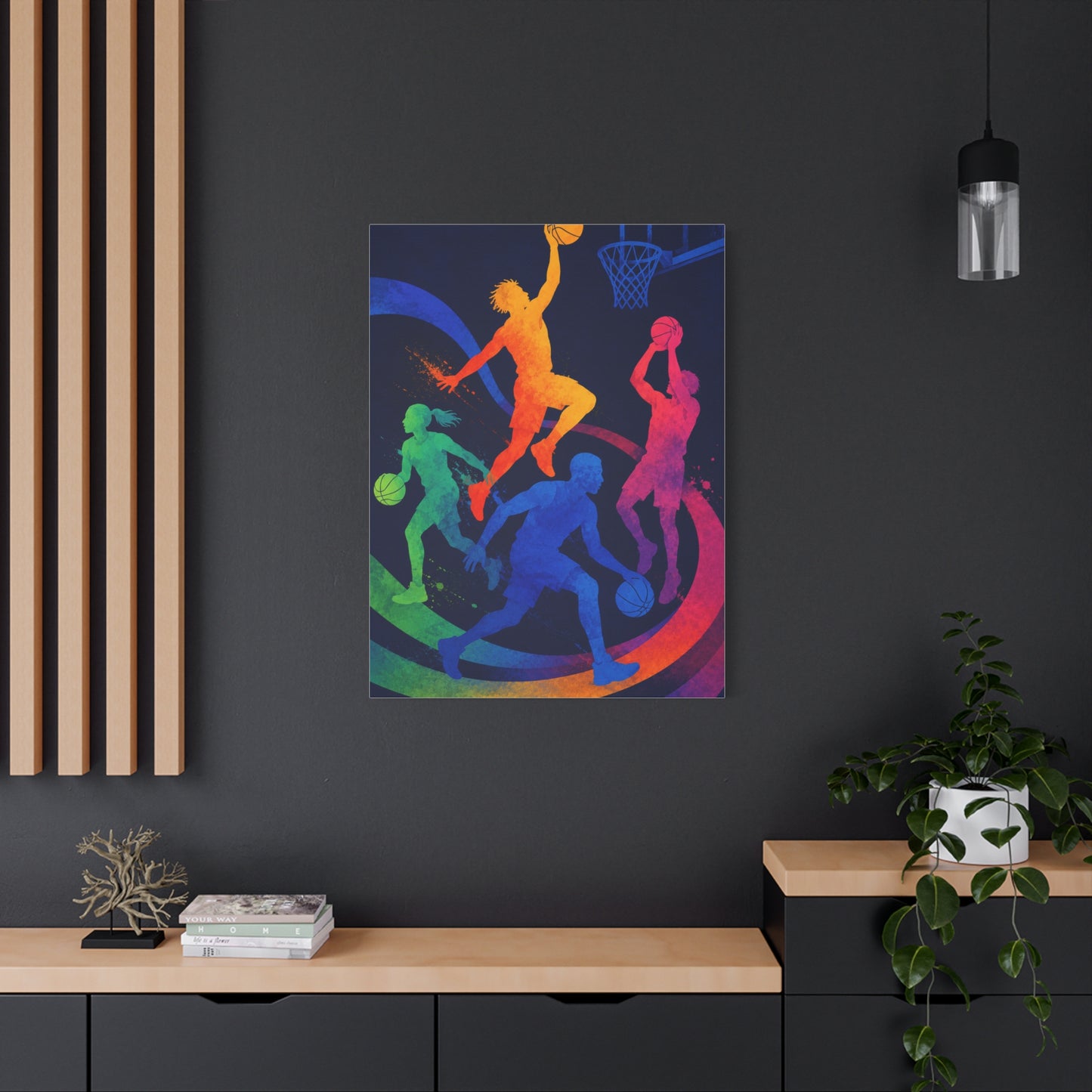 Rainbow Basketball Motion Sports Wall Art & Canvas Print