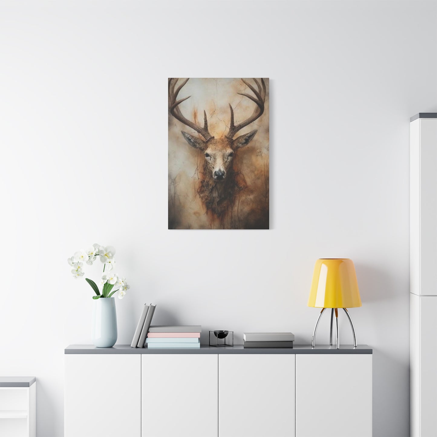 Reindeer Head Painting Wall Art & Canvas Prints