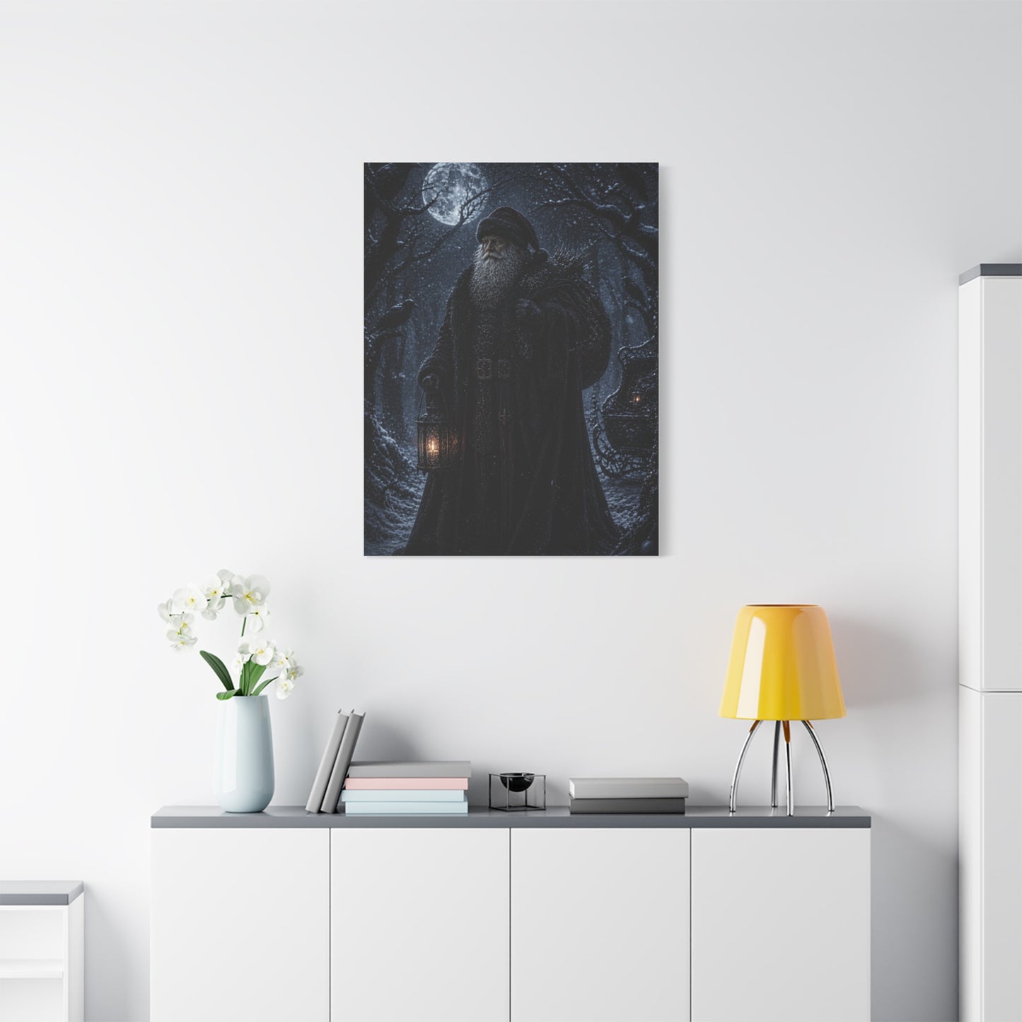Gothic Moonlit Santa Forest Wall Art & Canvas Print