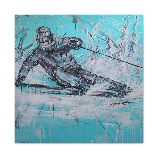 Skiing In White Snow Poster Wall Art & Canvas Prints
