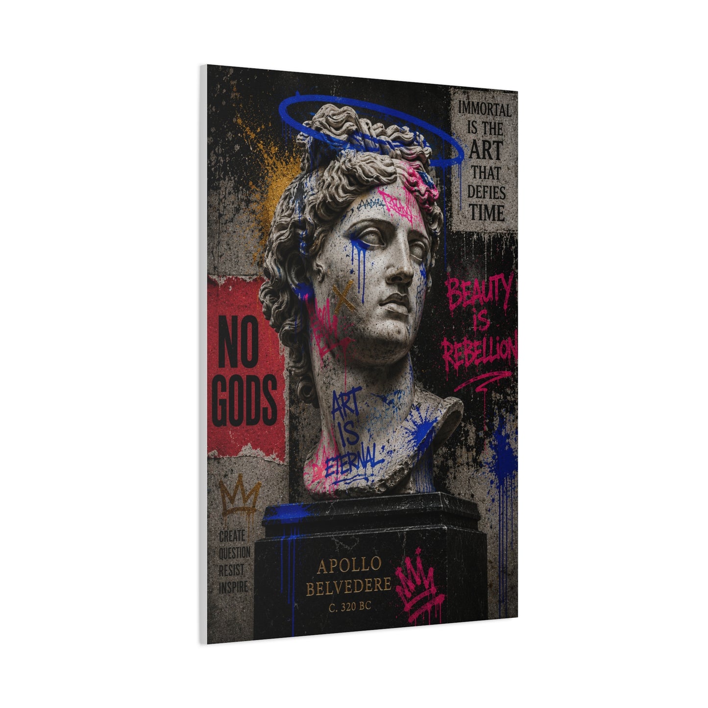 Graffiti Apollo Bust Rebellion Street Wall Art & Canvas Print