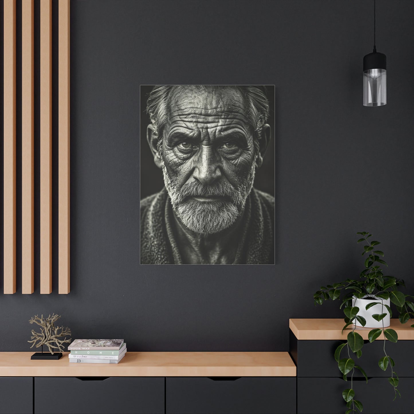 Lines of Time Black & White Elder Portrait Wall Art & Canvas Prints