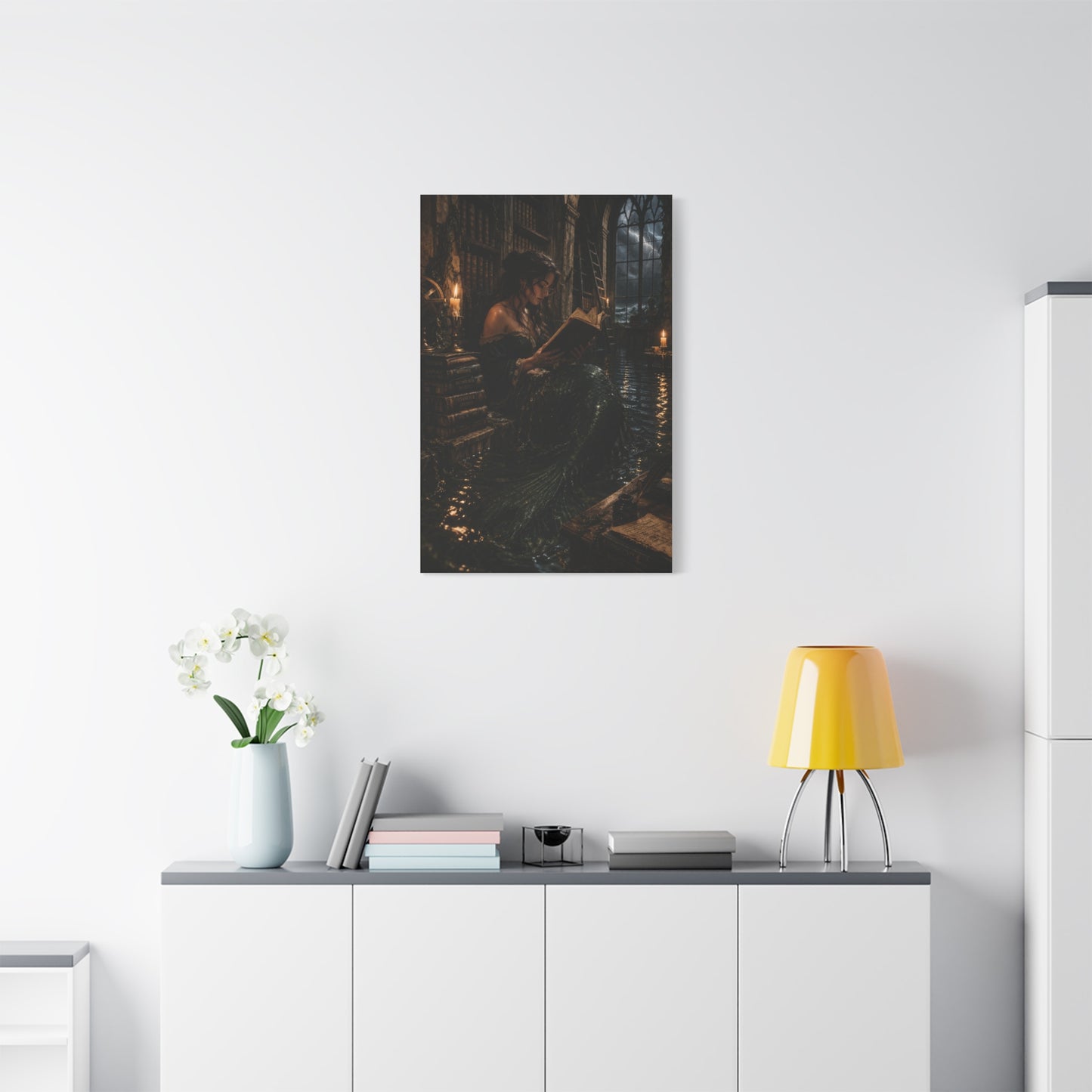 Dark Academia Mermaid Library Wall Art & Canvas Print