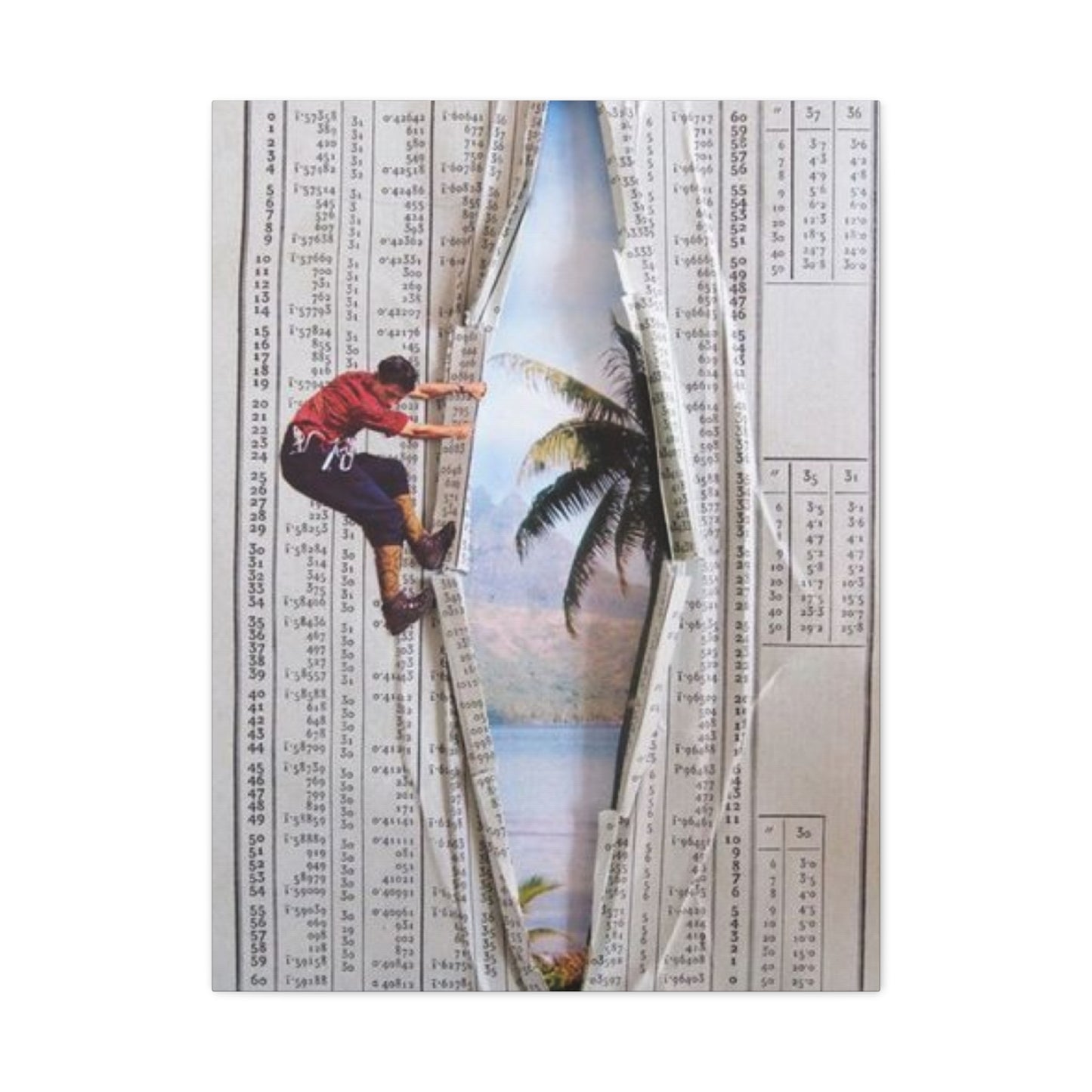 Man Tearing Paper Abstract Mixed Media Wall Art & Canvas Prints