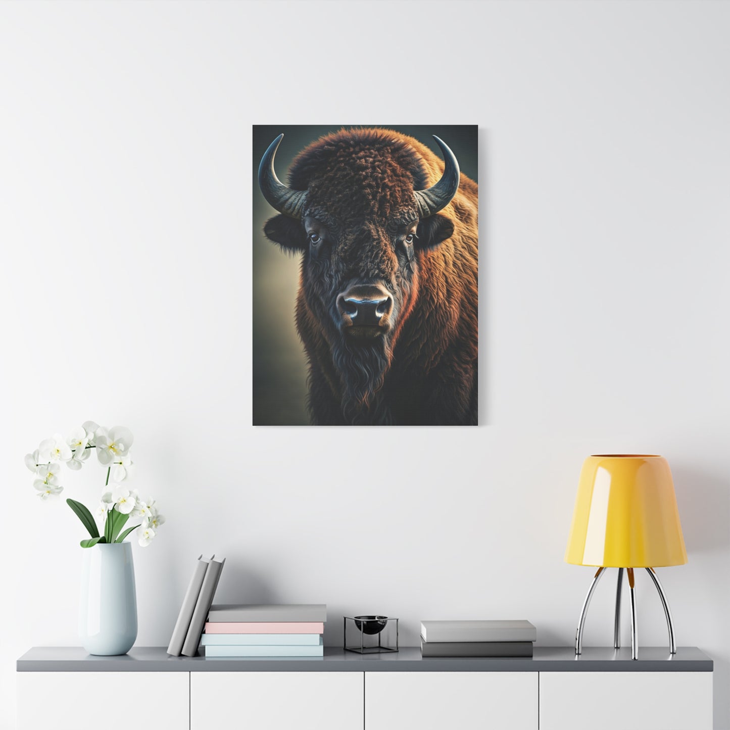 Cinematic American Bison with Golden Rim Light Wall Art & Canvas Print