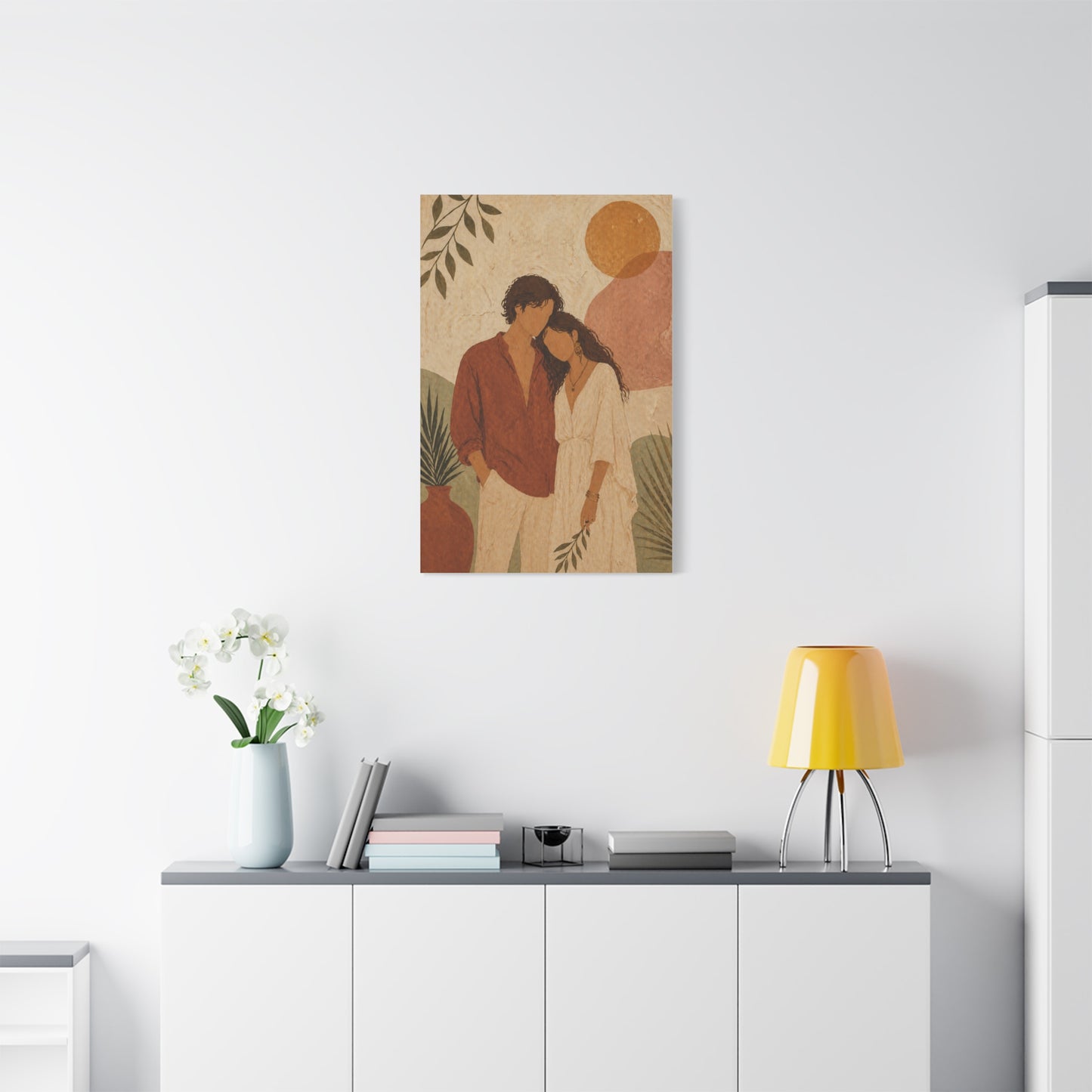 Bohemian Faceless Couple Portrait Wall Art & Canvas Print