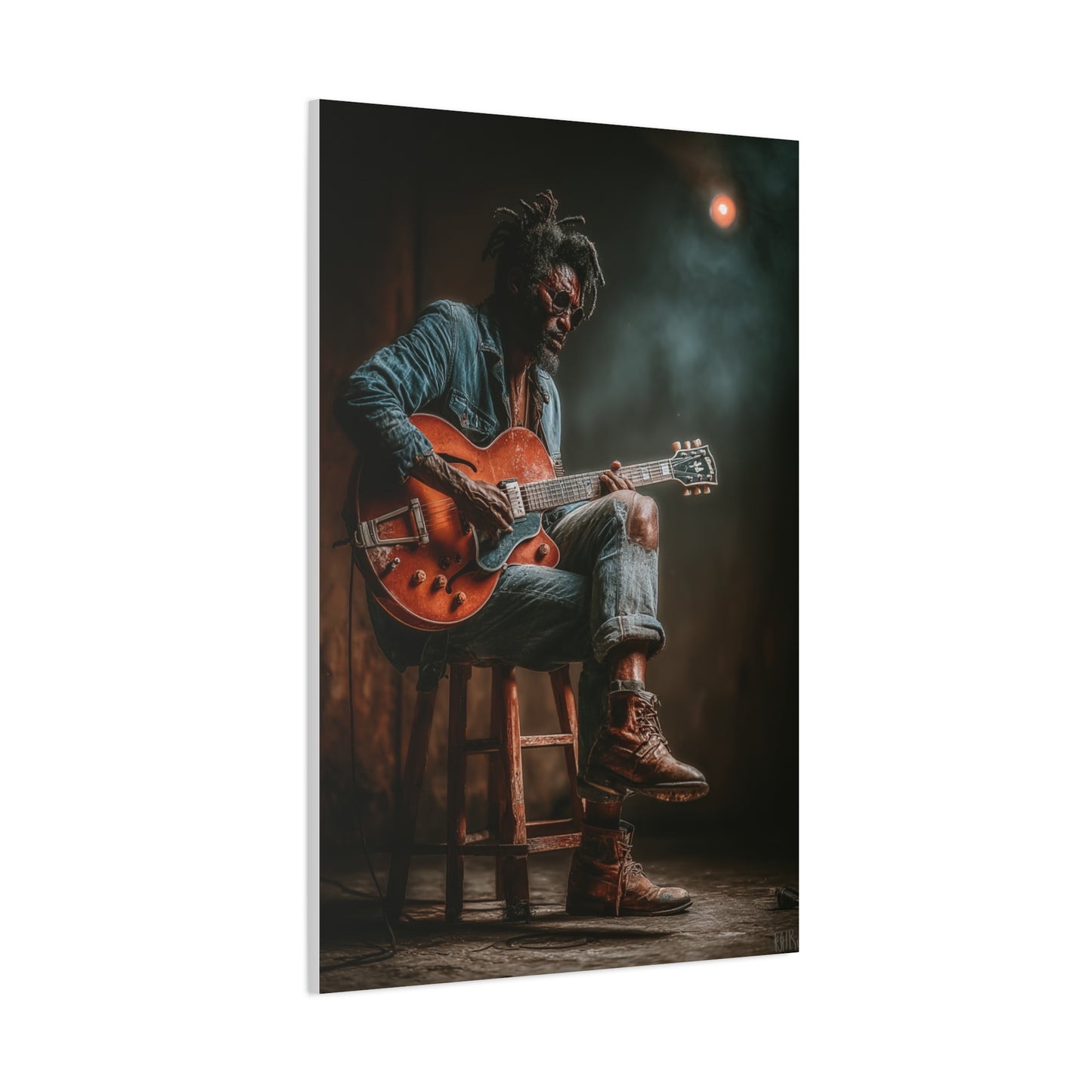 Acoustic Blues Session Portrait Wall Art & Canvas Print