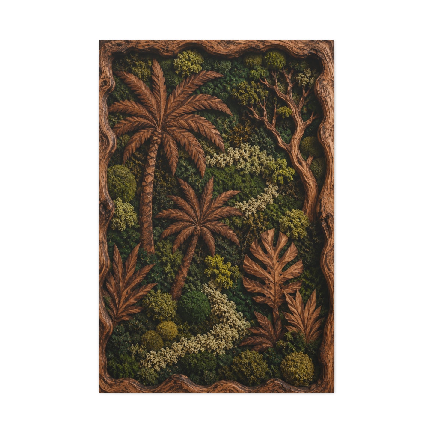 Biophilic Tropical Wood Relief Landscape Tropical Wall Art & Canvas Print