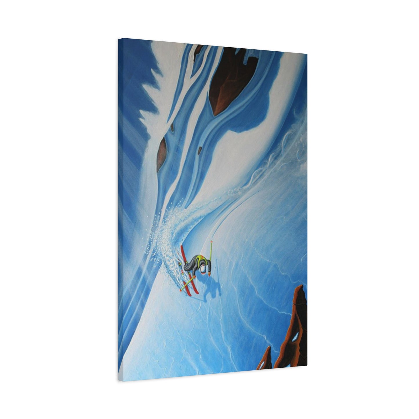 Skiing In Snowy Rocks Wall Art & Canvas Prints