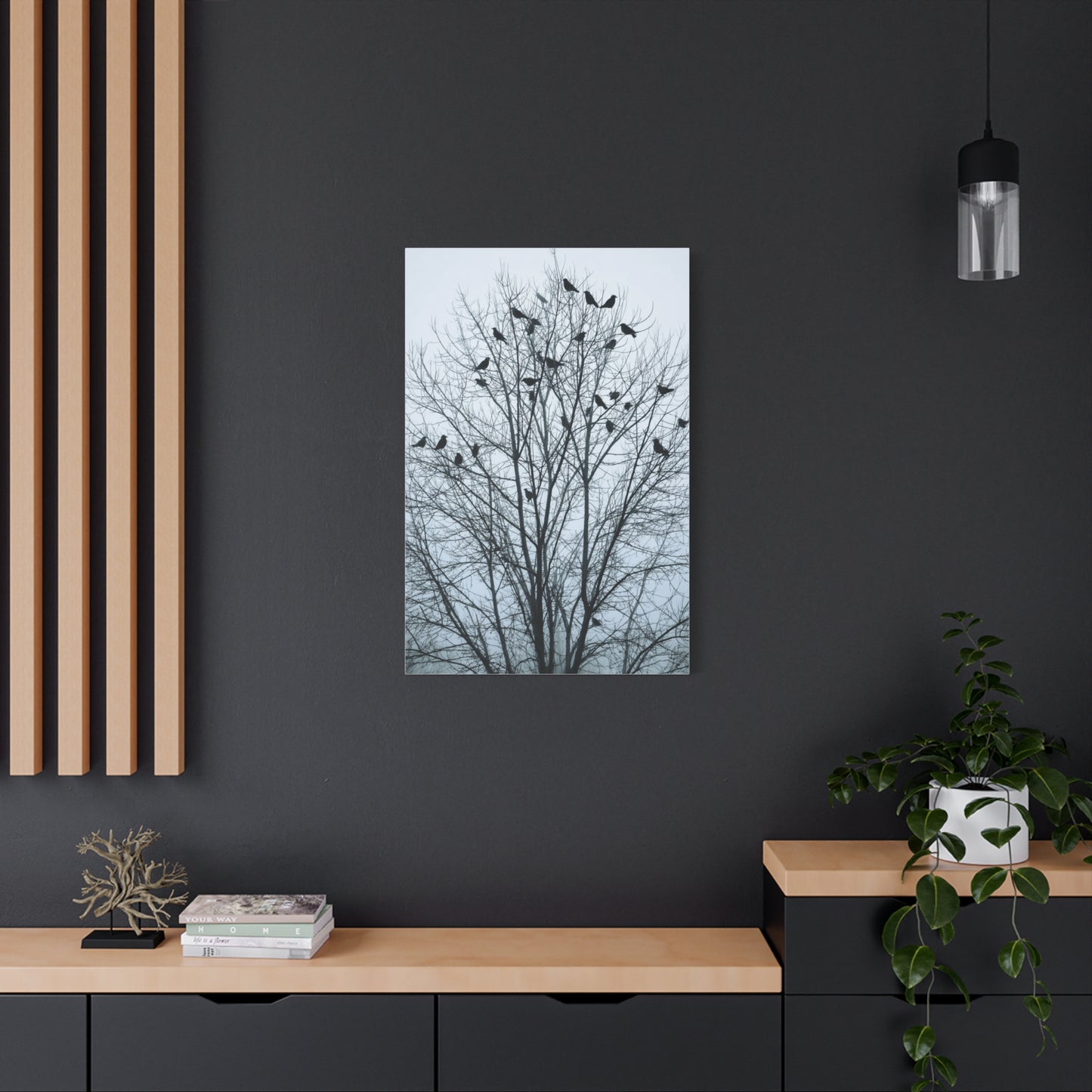 Tree of Crows Silhouette Wall Art & Canvas Print