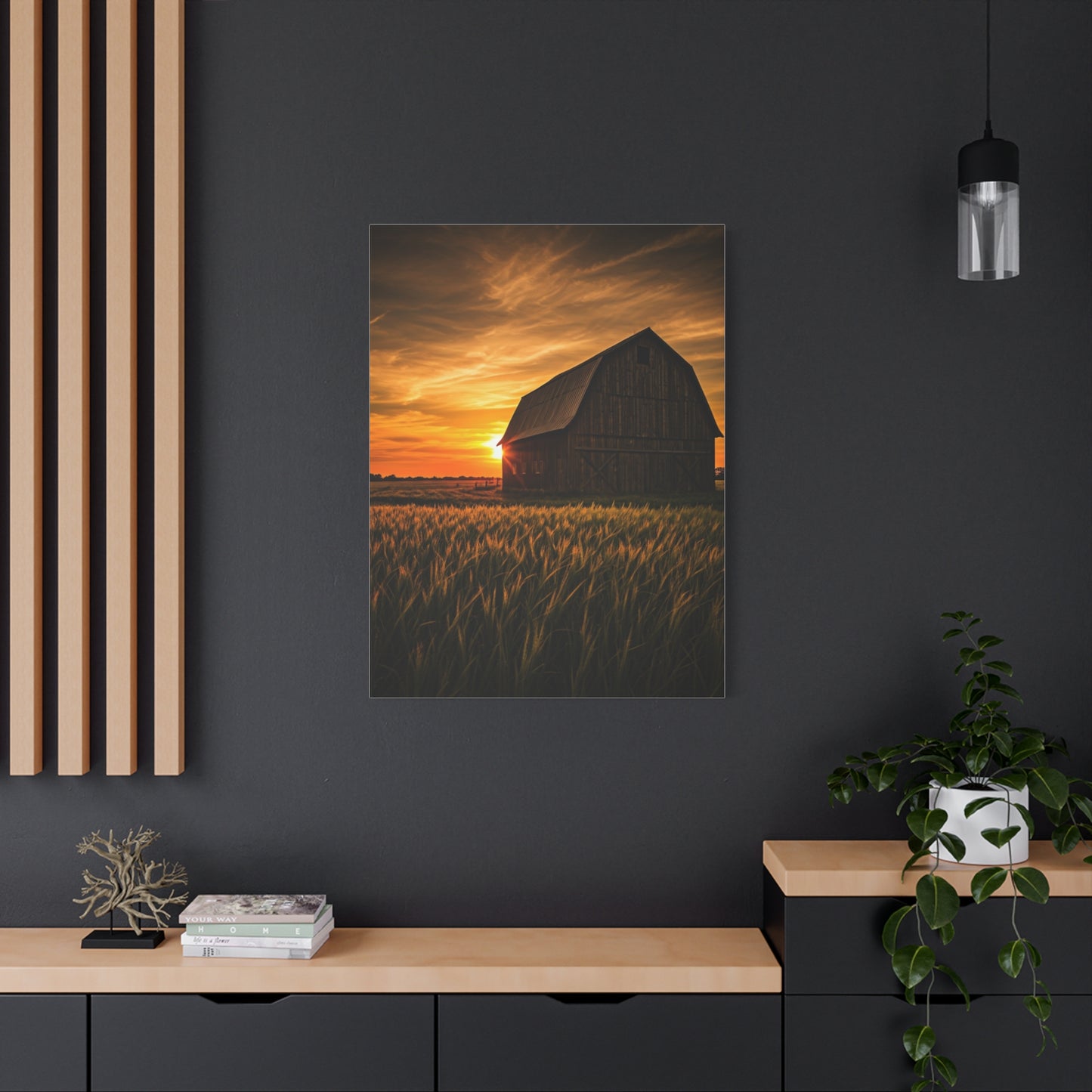 Sunset Barn in Tall Wheat Fields Wall Art & Canvas Prints