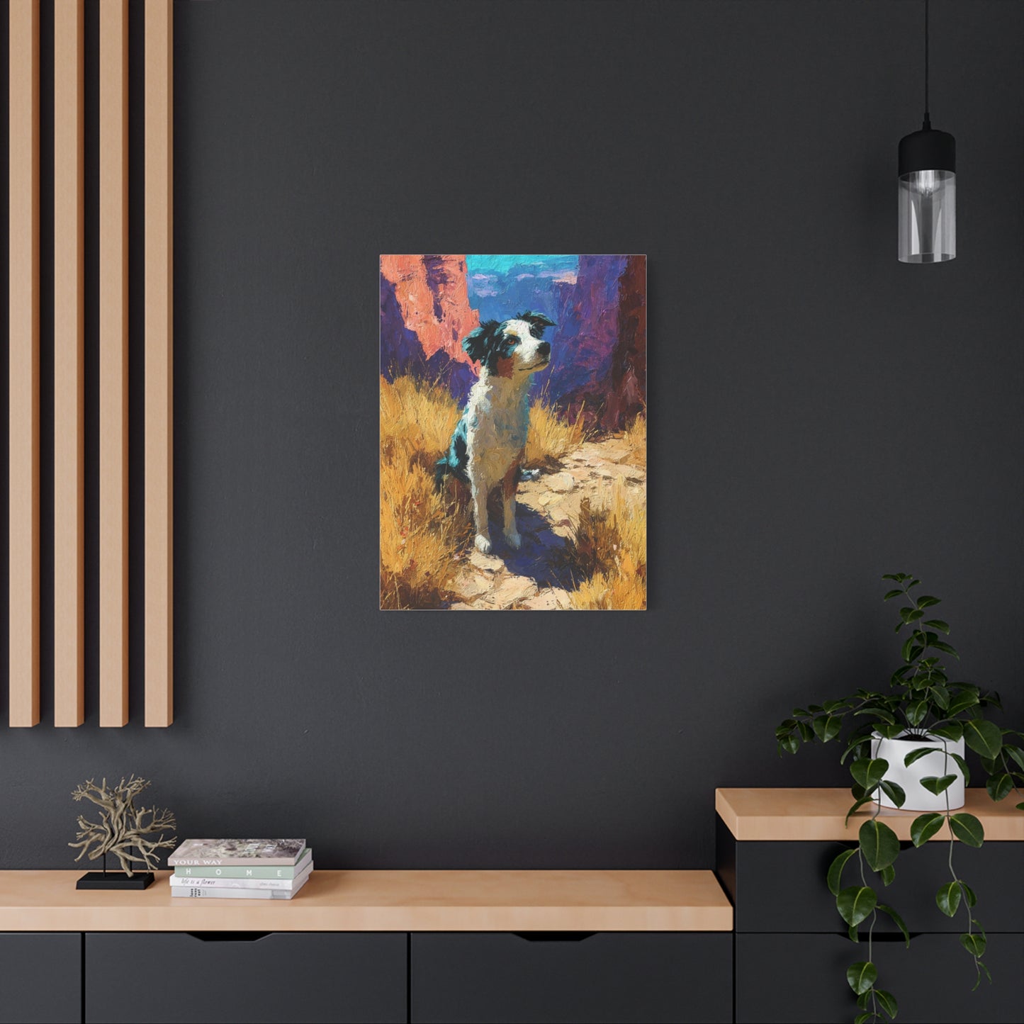 Australian Shepherd Desert Canyon Wall Art & Canvas Print