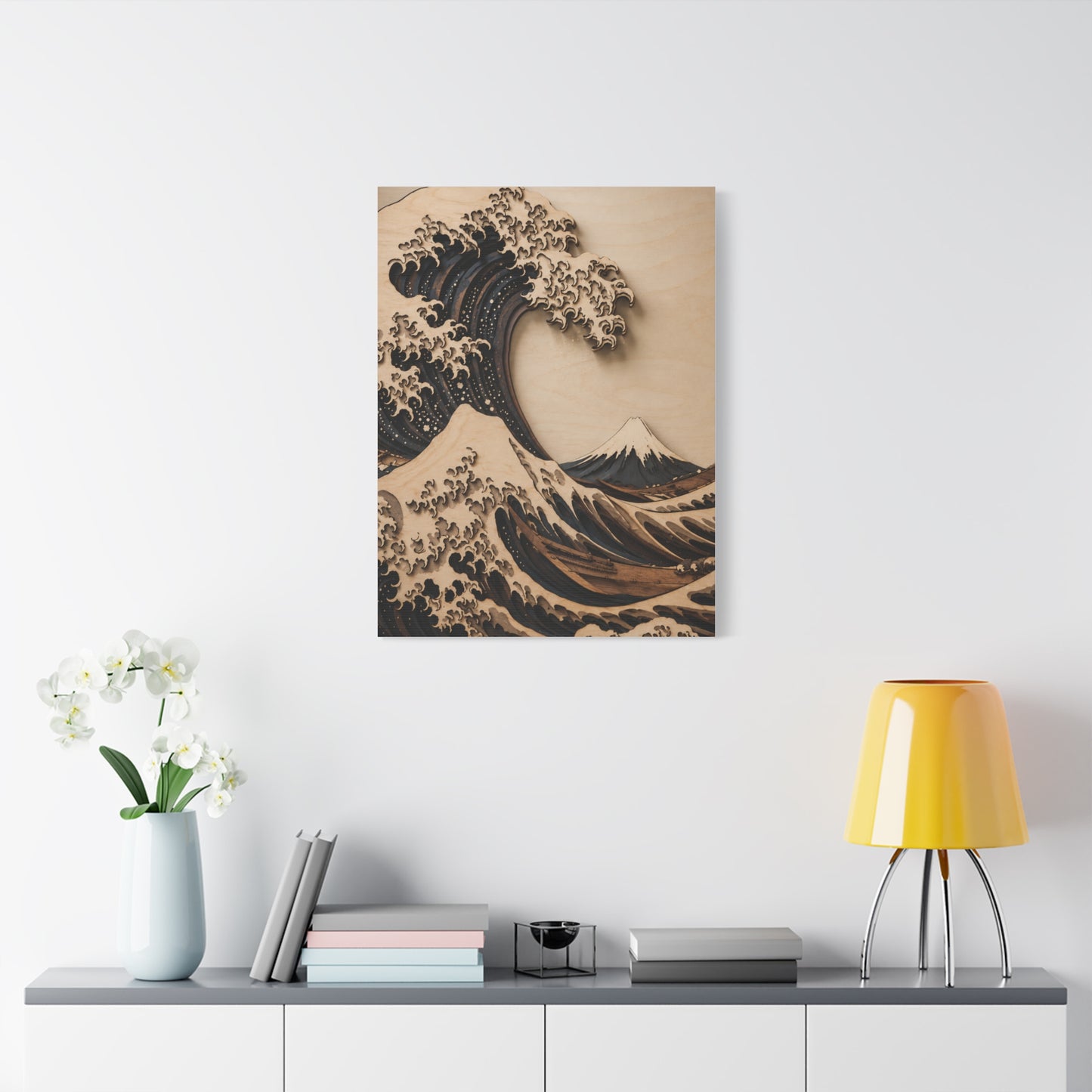 Layered Wood Great Wave Relief Wall Art & Canvas Print