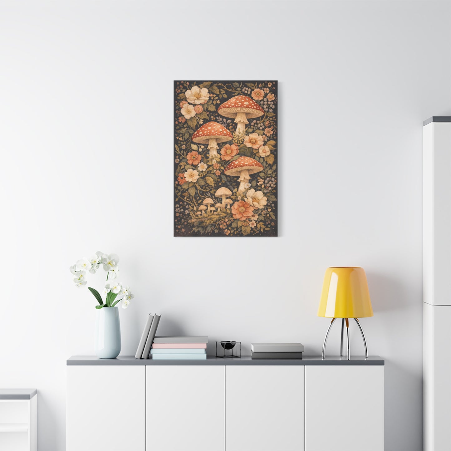 Floral Mushroom Collage Tapestry Aesthetic Wall Art & Canvas Print