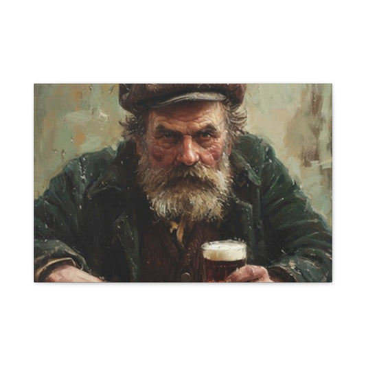 Old Man With A Beer Painting Wall Art & Canvas Prints