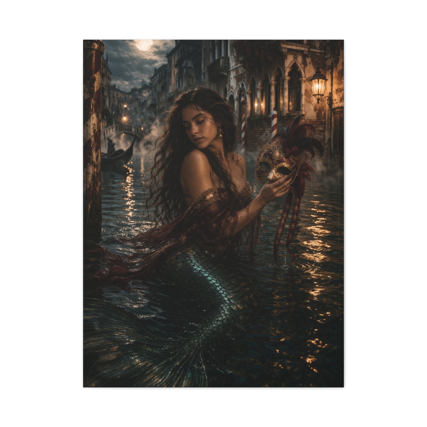 Venetian Moonlight Mermaid Mystery Wall Art & Canvas Print