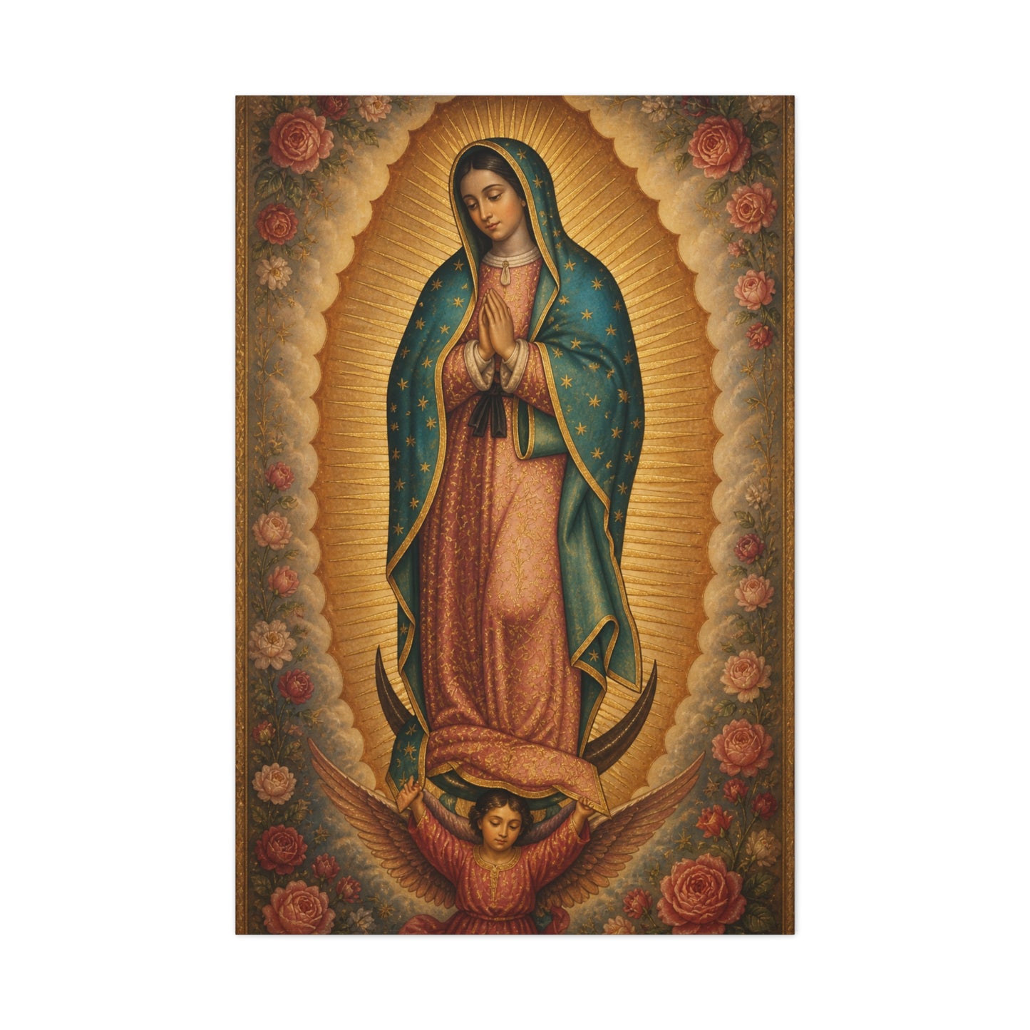 Our Lady of Guadalupe Floral Sacred Icon Wall Art & Canvas Print