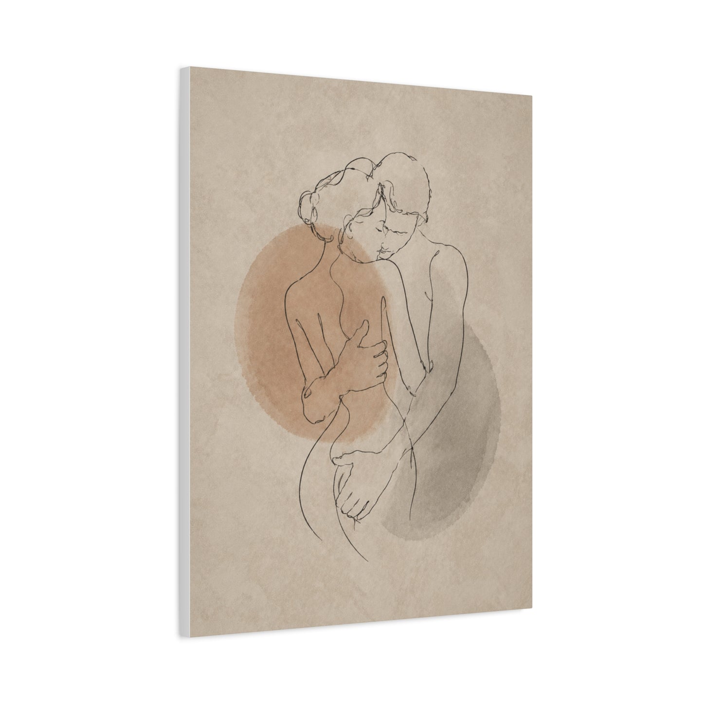 Minimal Line Couple Embrace Wall Art & Canvas Print