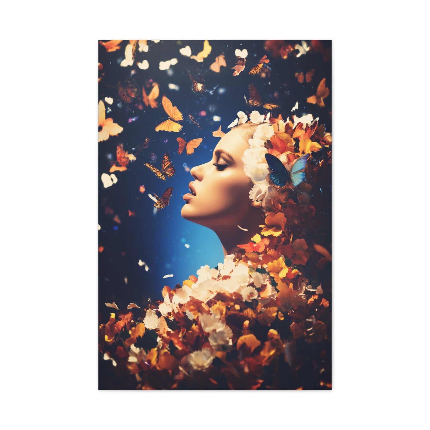 Dreamlike Floral Butterfly Portrait Wall Art & Canvas Print