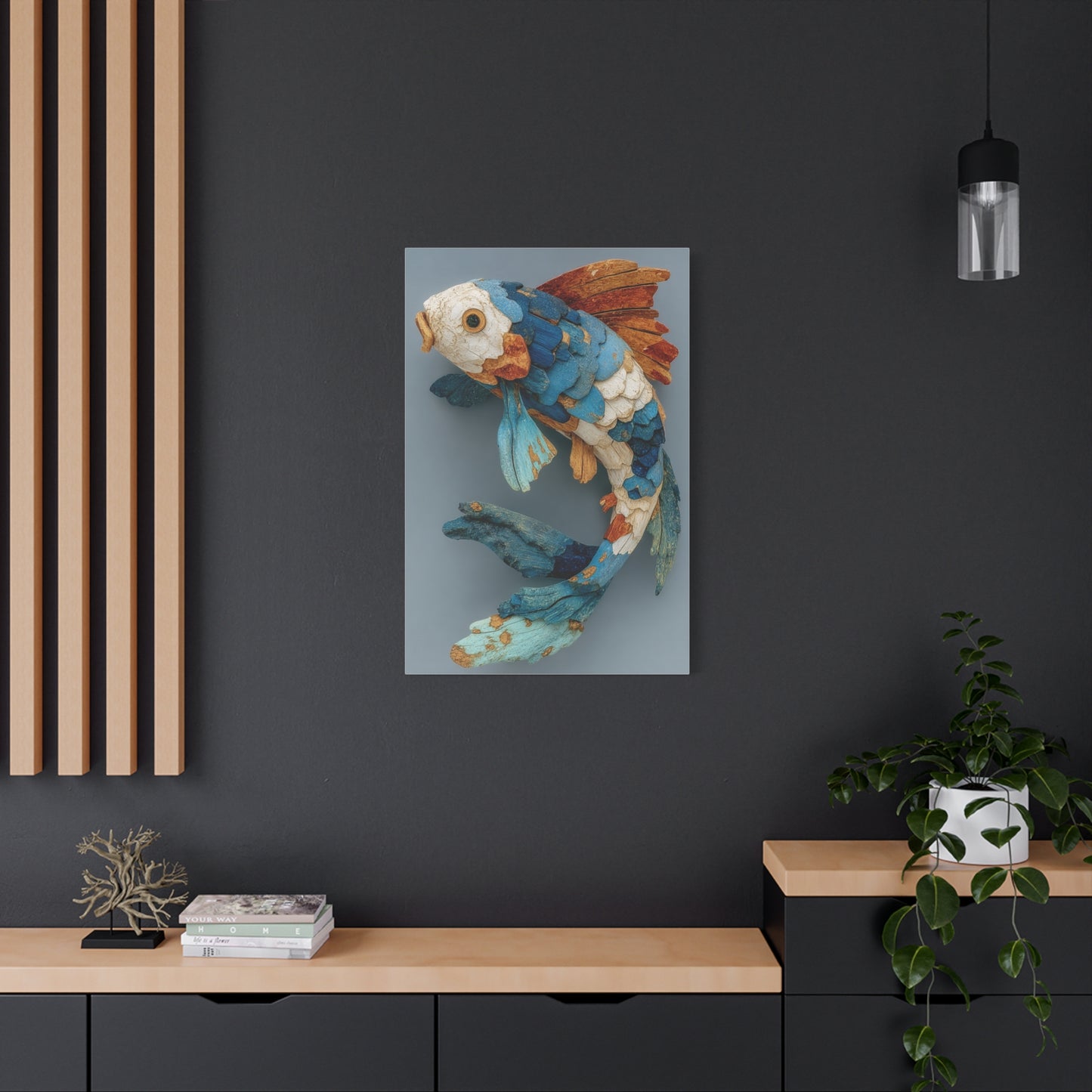 Driftwood Koi Sculpture Wall Art & Canvas Print