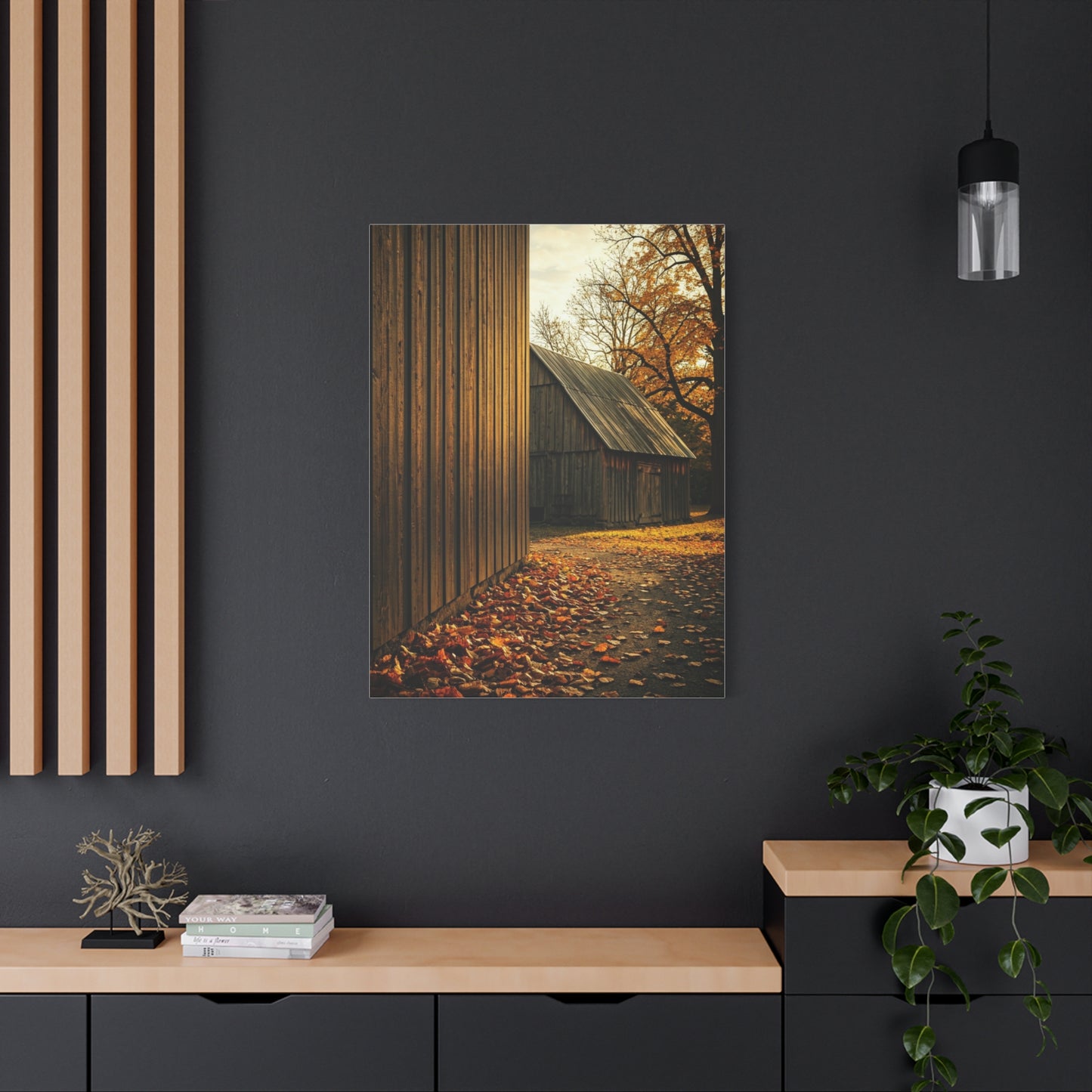 Autumn Path Beside the Old Barn Wall Art & Canvas Prints