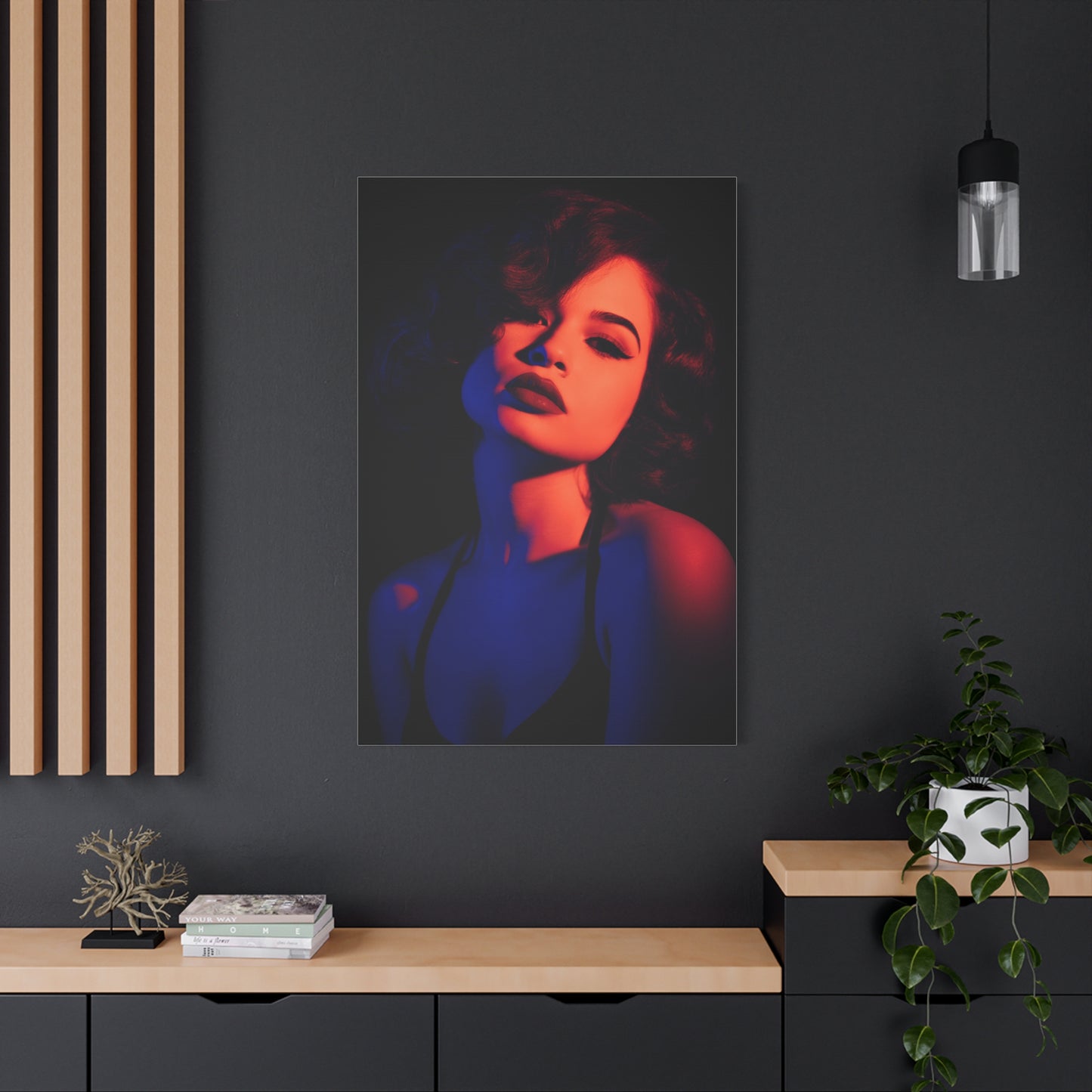Neon Shadow Fashion Portrait Wall Art & Canvas Print