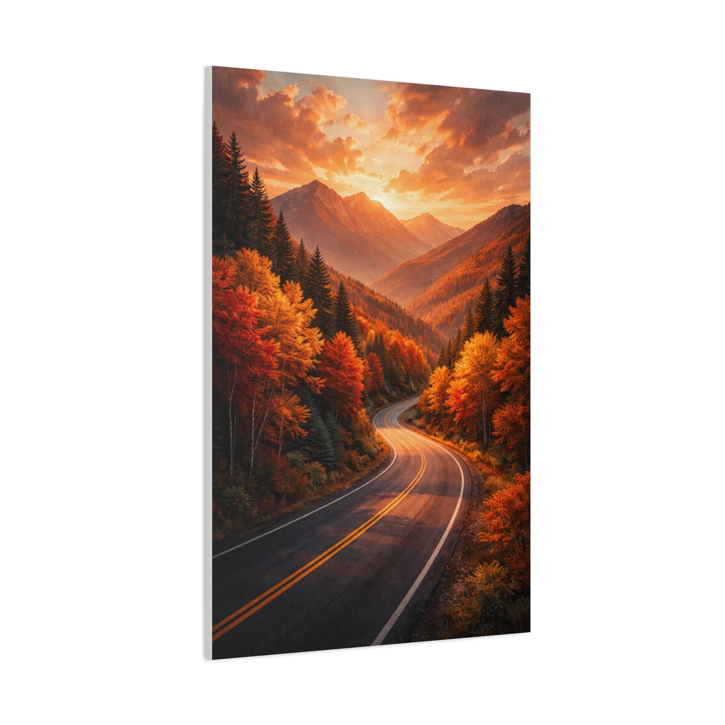 Autumn Mountain Road Landscape Wall Art & Canvas Print
