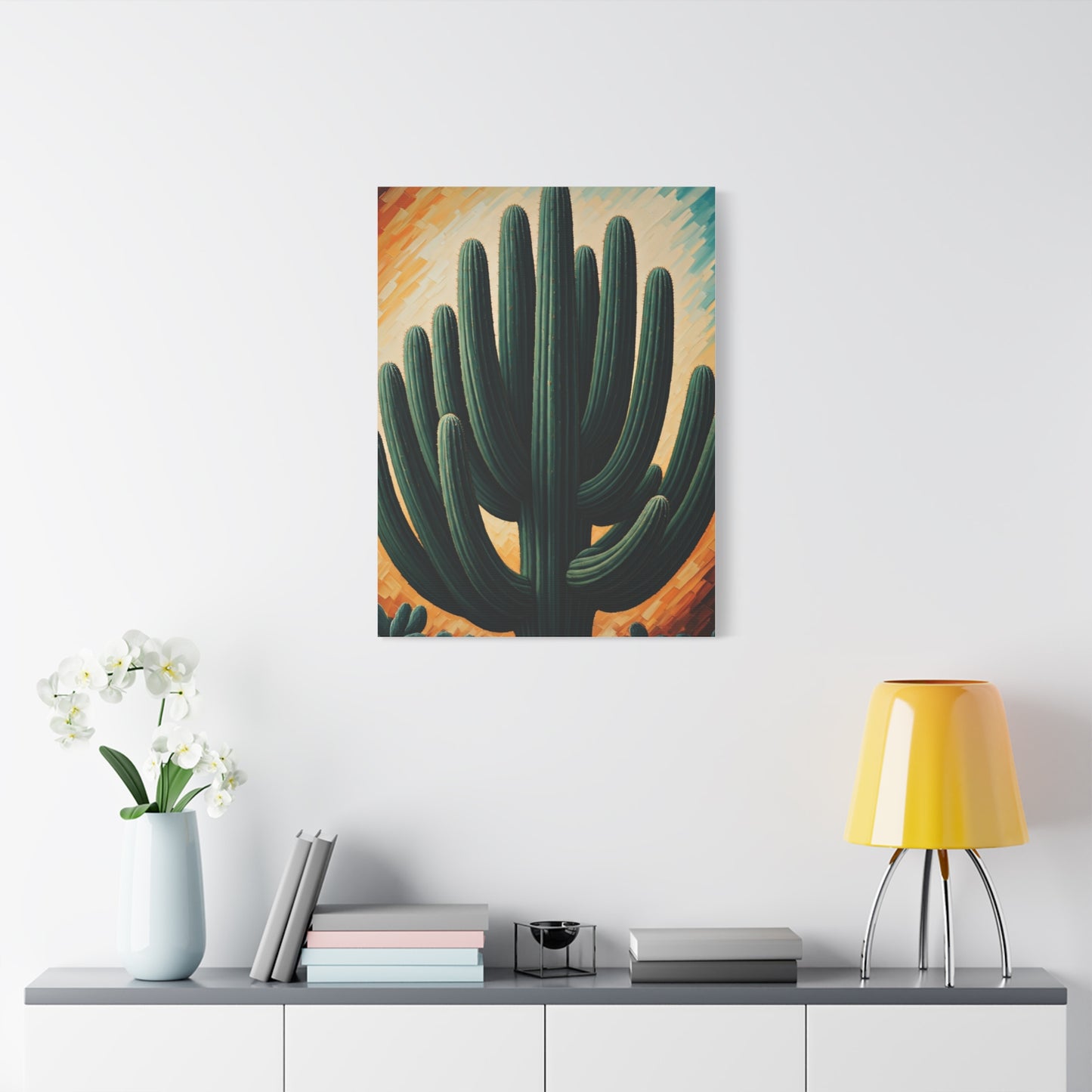 Textured Desert Saguaro Illustration Wall Art & Canvas Prints