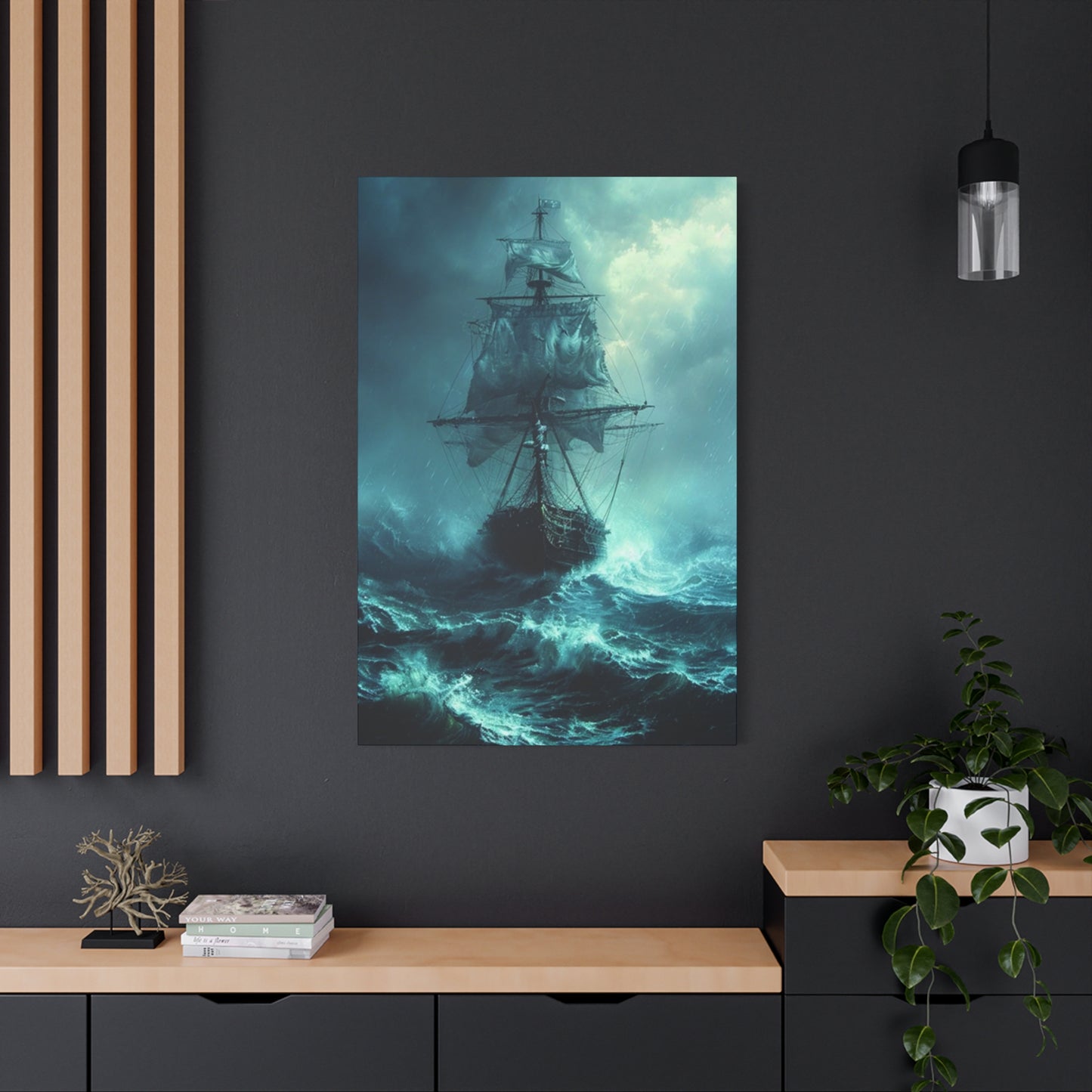 Sailing Ship In Dark Drawing Wall Art & Canvas Prints