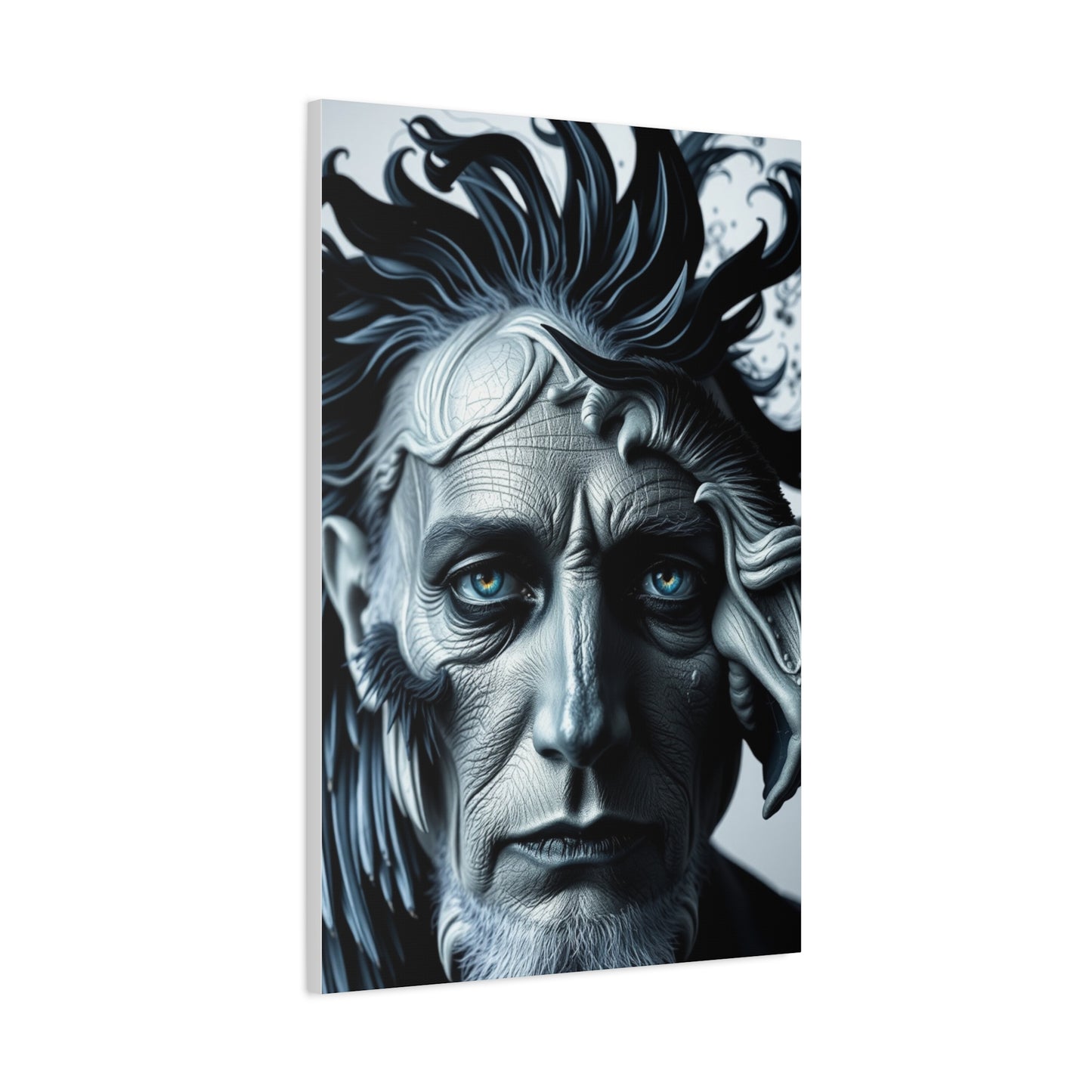 Masterpiece Black, White & Blue Art Vision Wall Art & Canvas Print
