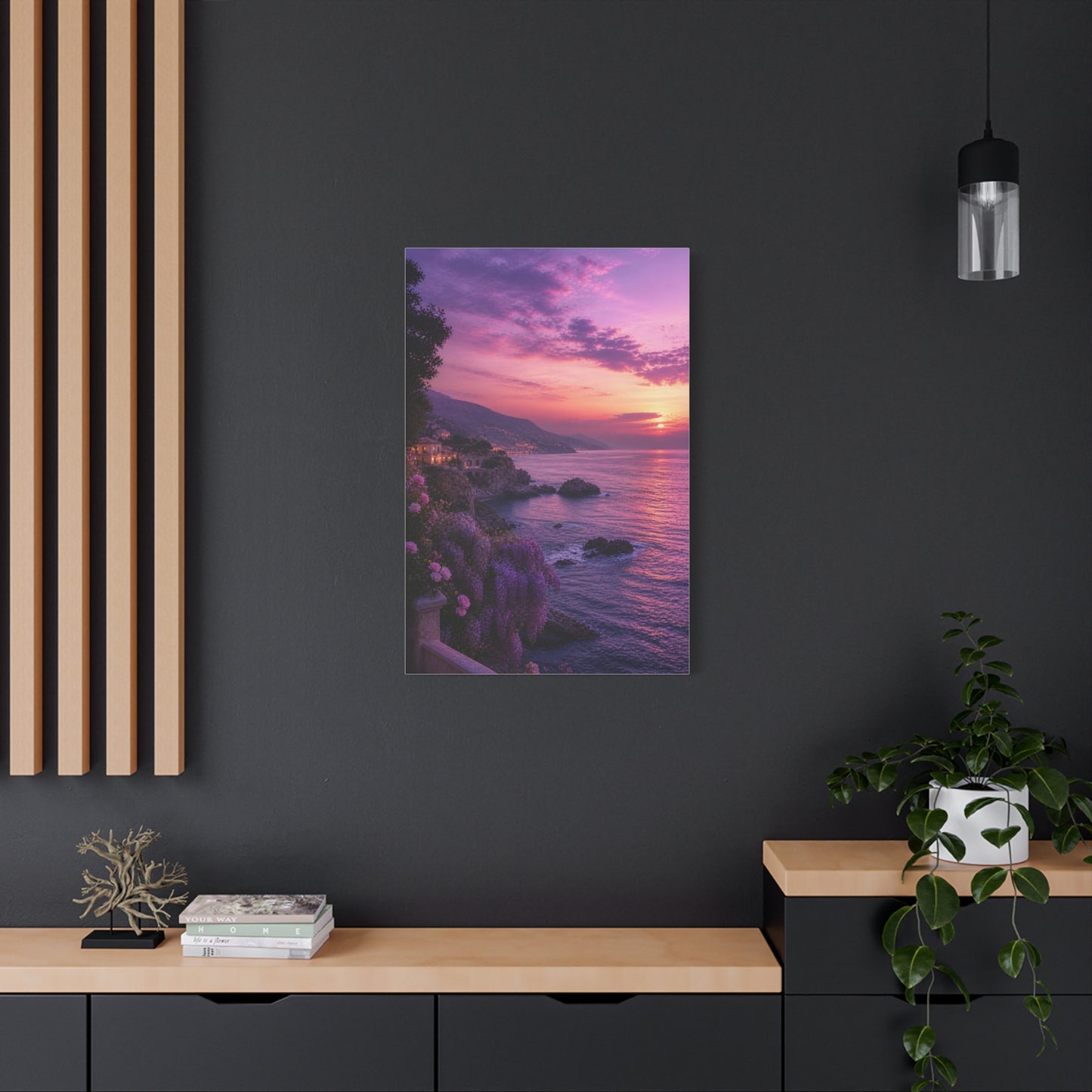 Violet Coastal Sunset Landscape Wall Art & Canvas Print