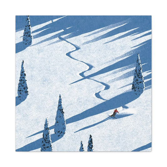 Skiing In White Snow Painting Wall Art & Canvas Prints