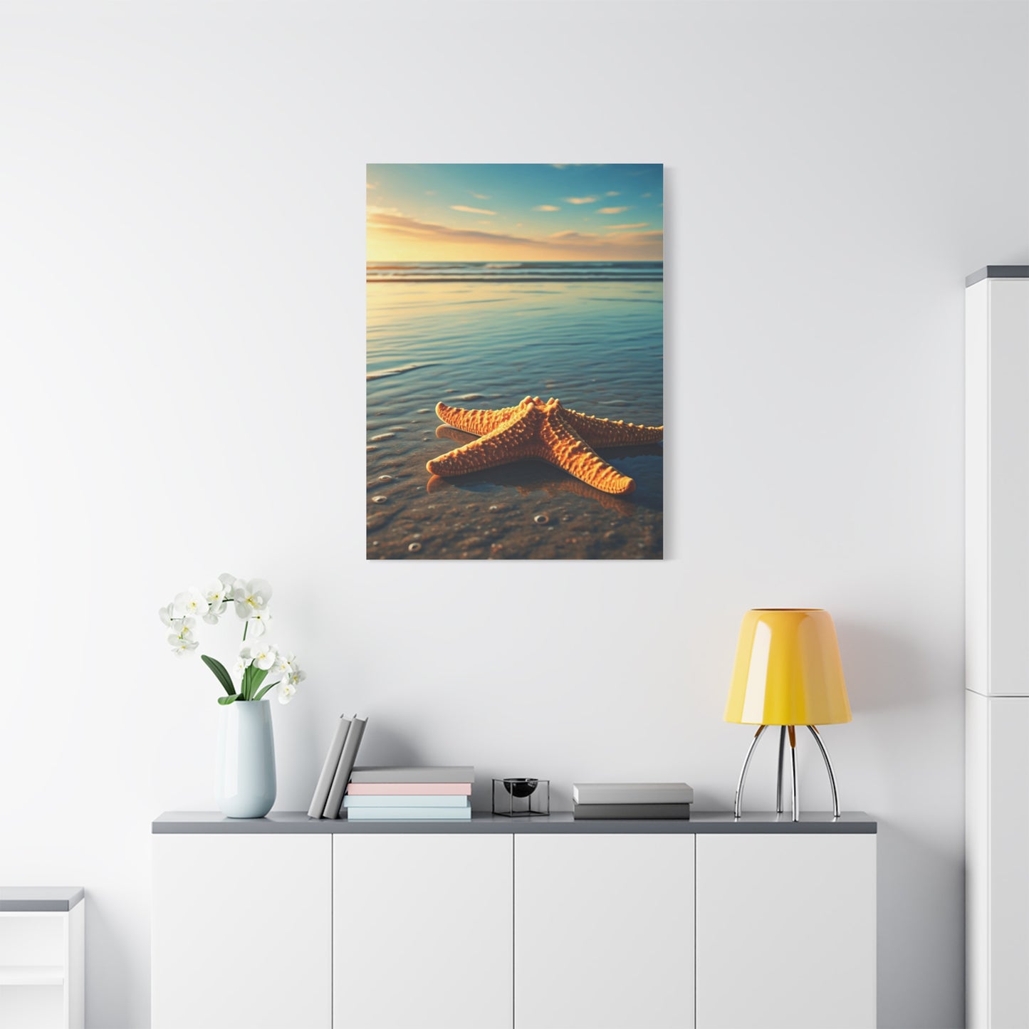 Starfish Resting in Shallow Sunset Waters Wall Art & Canvas Prints
