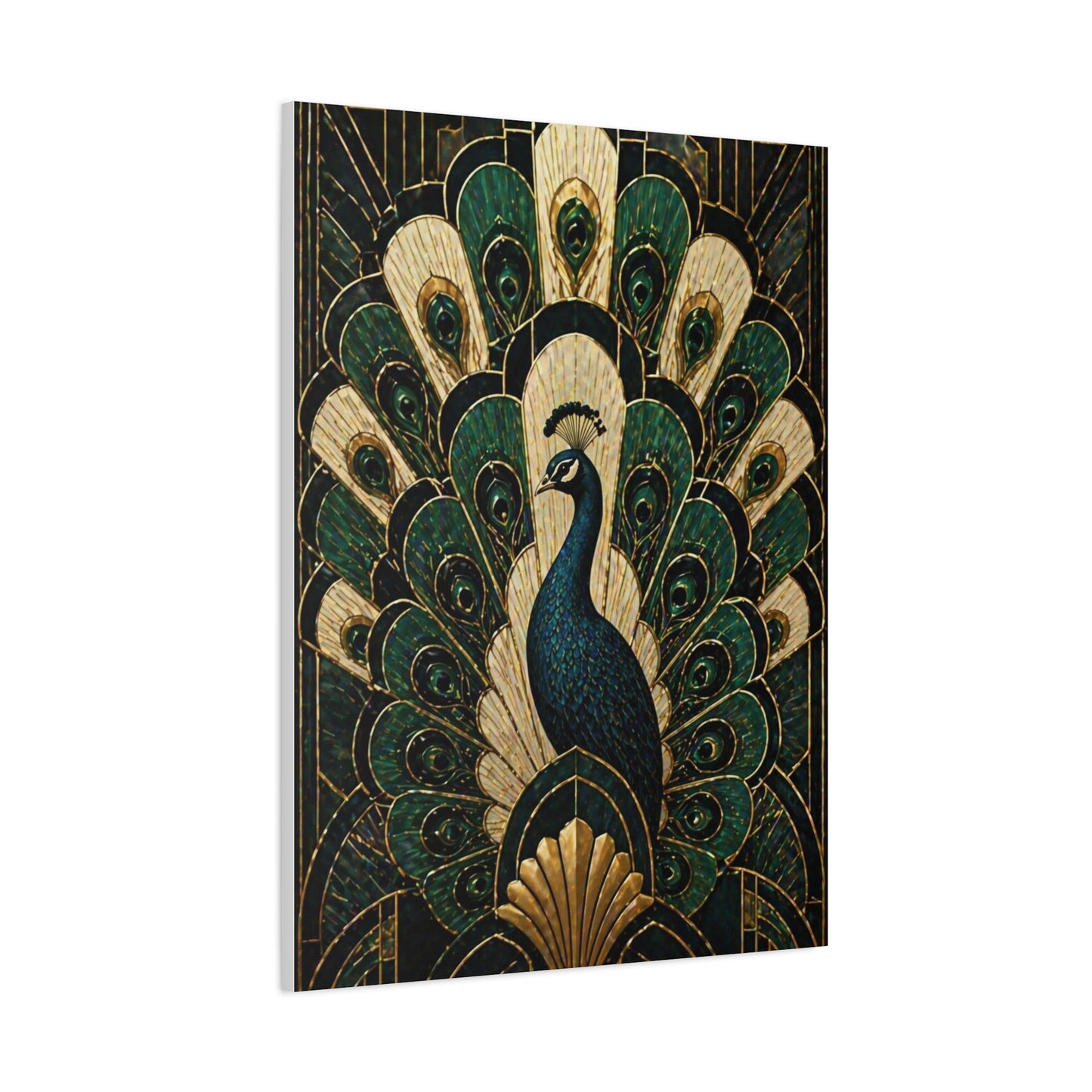 Art Deco Peacock Fan Composition Wall Art & Canvas Print