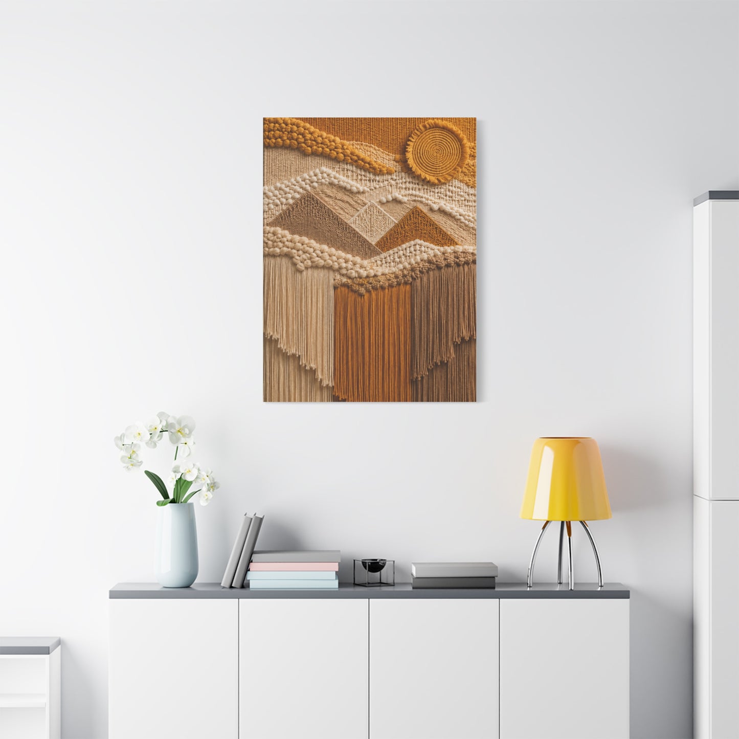 Boho Mountain Fringe Textile Hanging Wall Art & Canvas Print