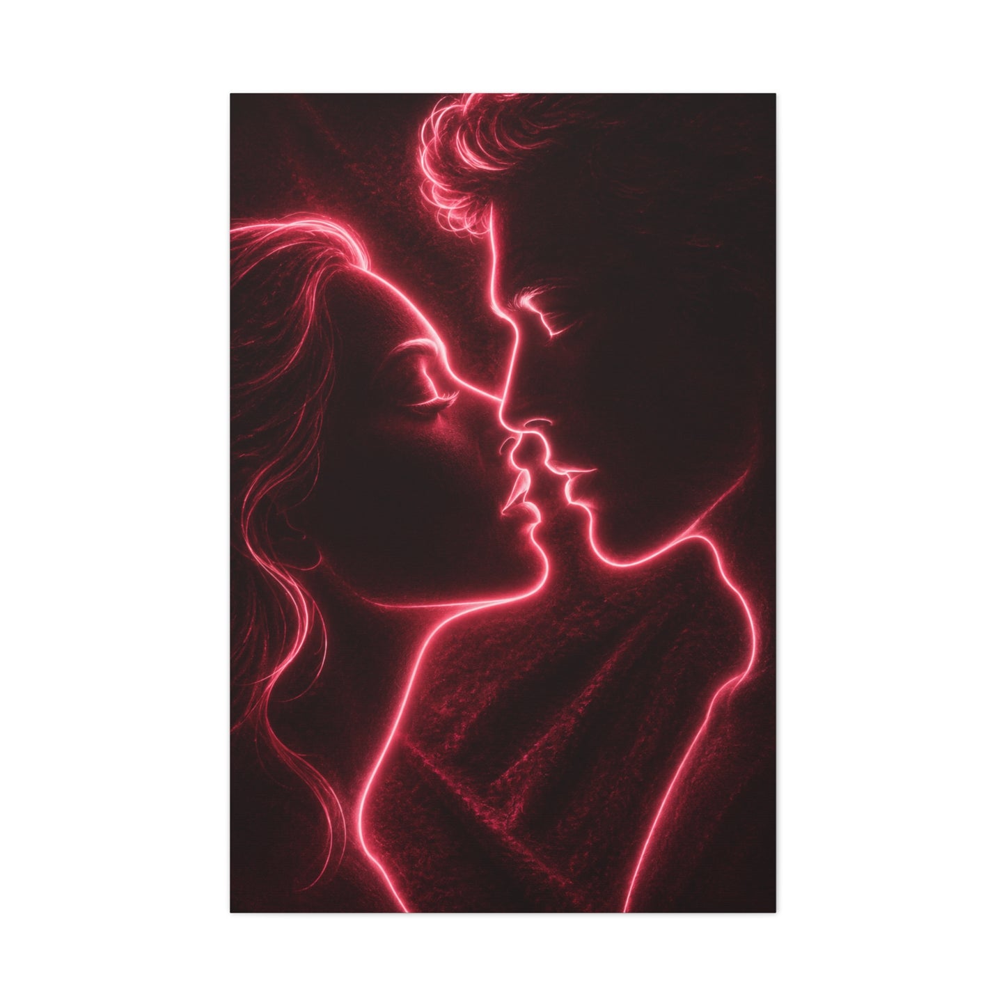 Neon Velvet Kiss Silhouette Wall Art & Canvas Print