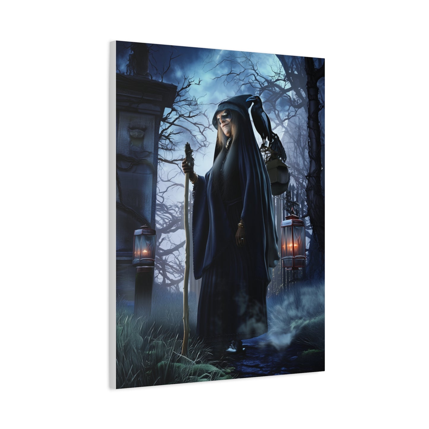 Witch with Raven Dark Fantasy Wall Art & Canvas Print